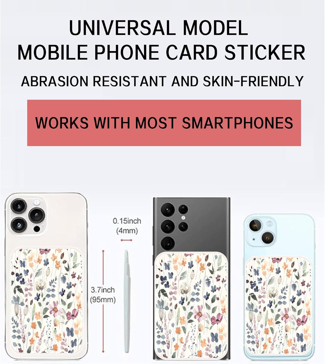 AOHRO Phone Card Holder - Dual Pocket Leather Wallet with Adhesive, Cute Credit Card Holder for Most Phones - Colorful