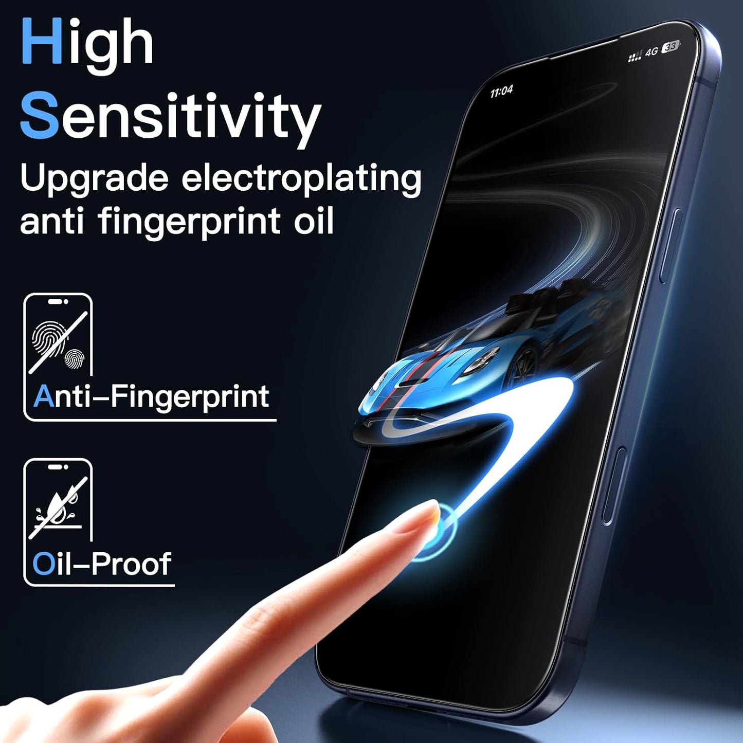 17 6.3" 2-Pack JETech Full Coverage Screen Protector for iPhone Pro, AR Anti-Reflective Coating, Black Edge Tempered