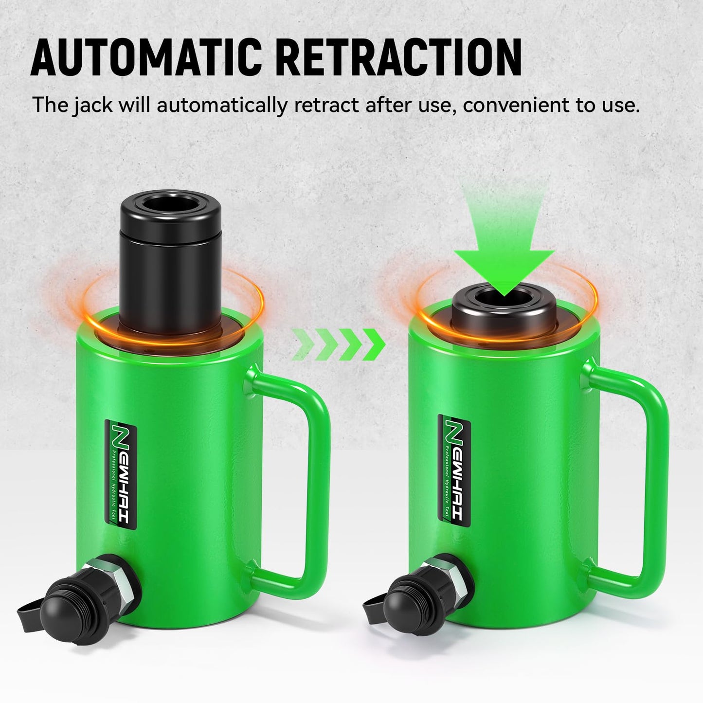 Newhai Hydraulic Hollow Jack 20 ton Hollow Hydraulic Ram with 2 inch Stroke Automatic Retraction Hydraulic Cylinder for Lifting Tensioning Construction Industrial Applications (20 ton; 2 inch Stroke)