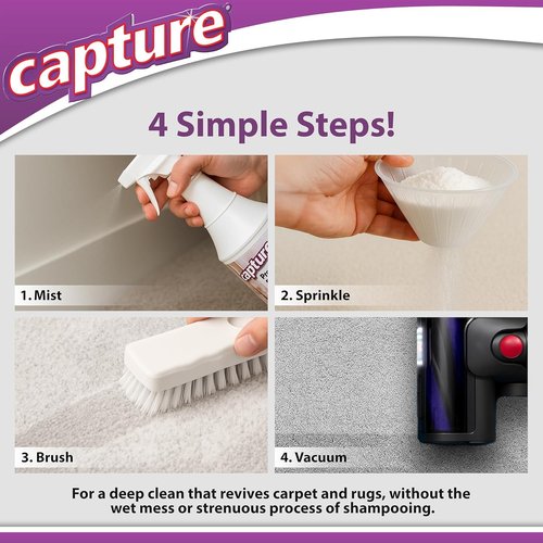 Capture Carpet Total Care Kit 400 - Home Couch and Upholstery, Car Rug, Dogs & Cats Pet Carpet Cleaner Solution - Strength Odor Eliminator, Stains Spot Remover, Non Liquid & No Harsh Chemical