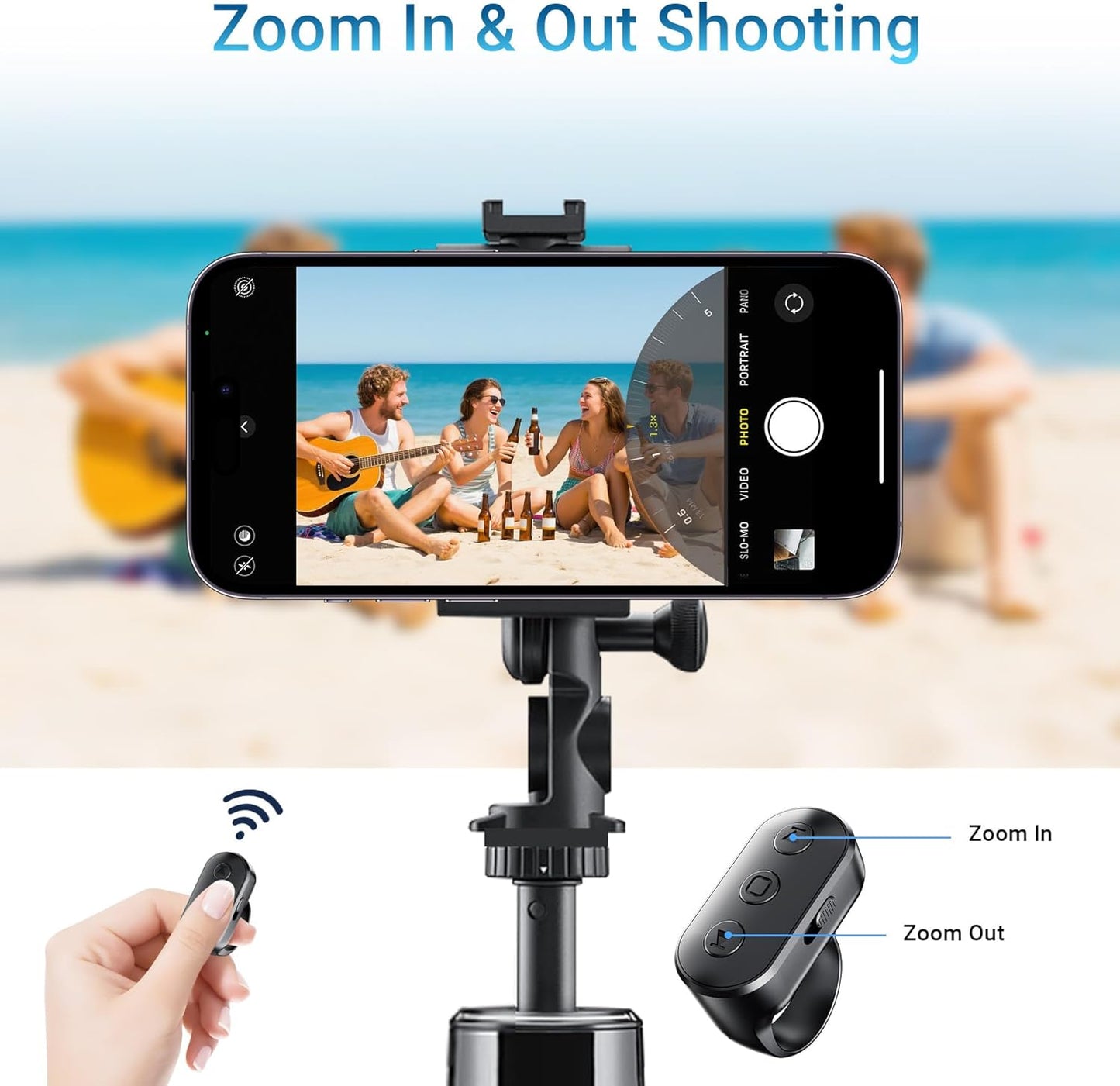 Kefotic Wireless Ring Remote for iPhone Android Camera with Zoom. Phone Front/Rear Camera Flip Shutter, Must Have