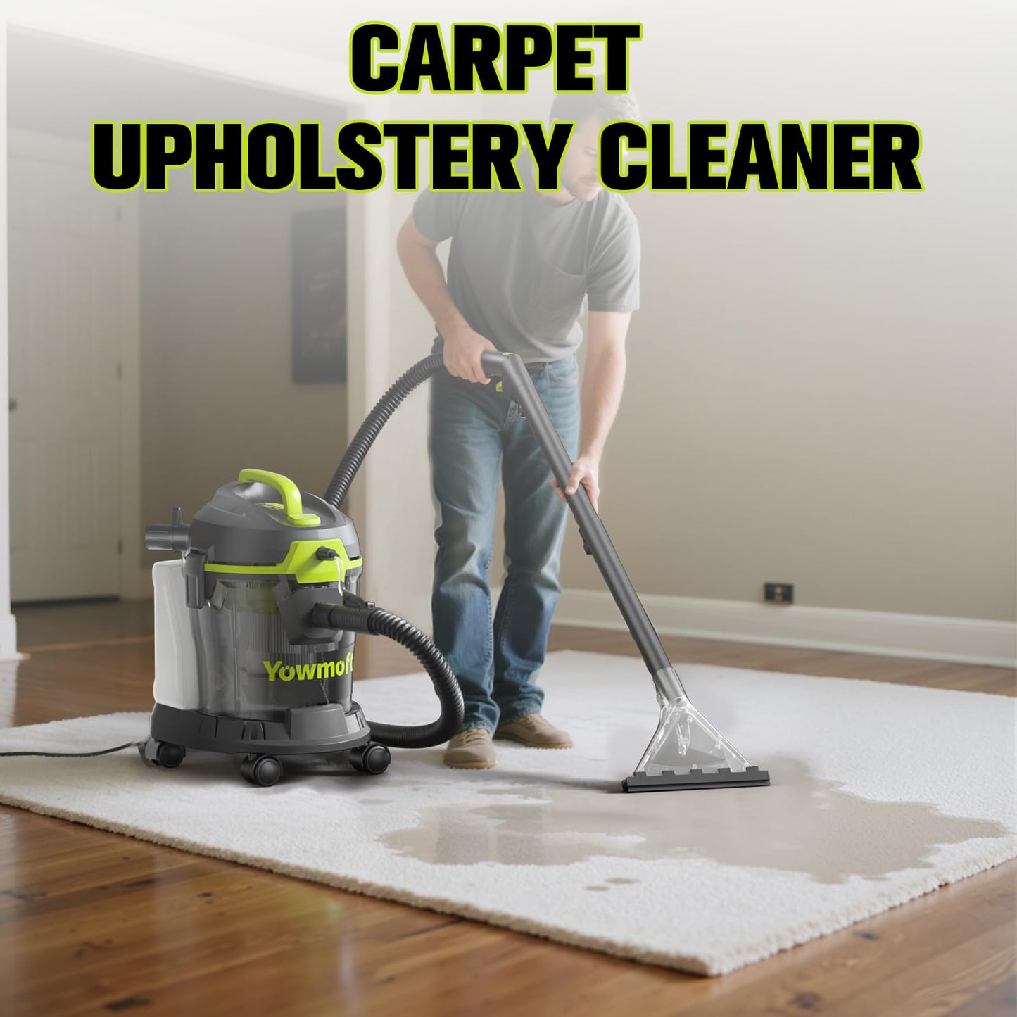 Yowmoft Extractor Vacuum Car Detailing, 4 Gallon Car shampooer Interior Cleaner, 5.5 Peak HP Wet Dry Upholstery Shampoo Vacuum Cleaner, 3 in 1 Carpet Extractor for Home/Shop (YDWM4-S)