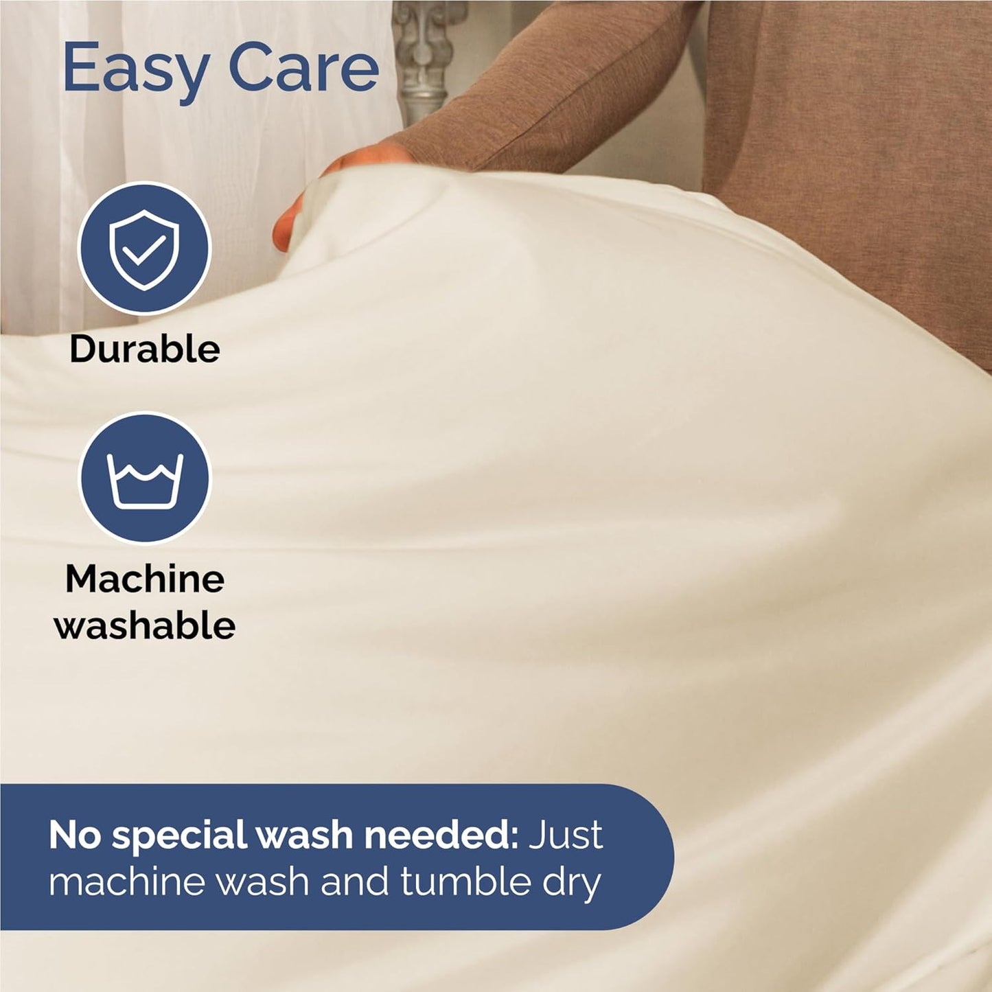 Skiennix Full Size 4-Piece Sheet Set - Ultra-Soft Cooling Bed Sheets - Deep Pockets, Wrinkle-Free, Off White