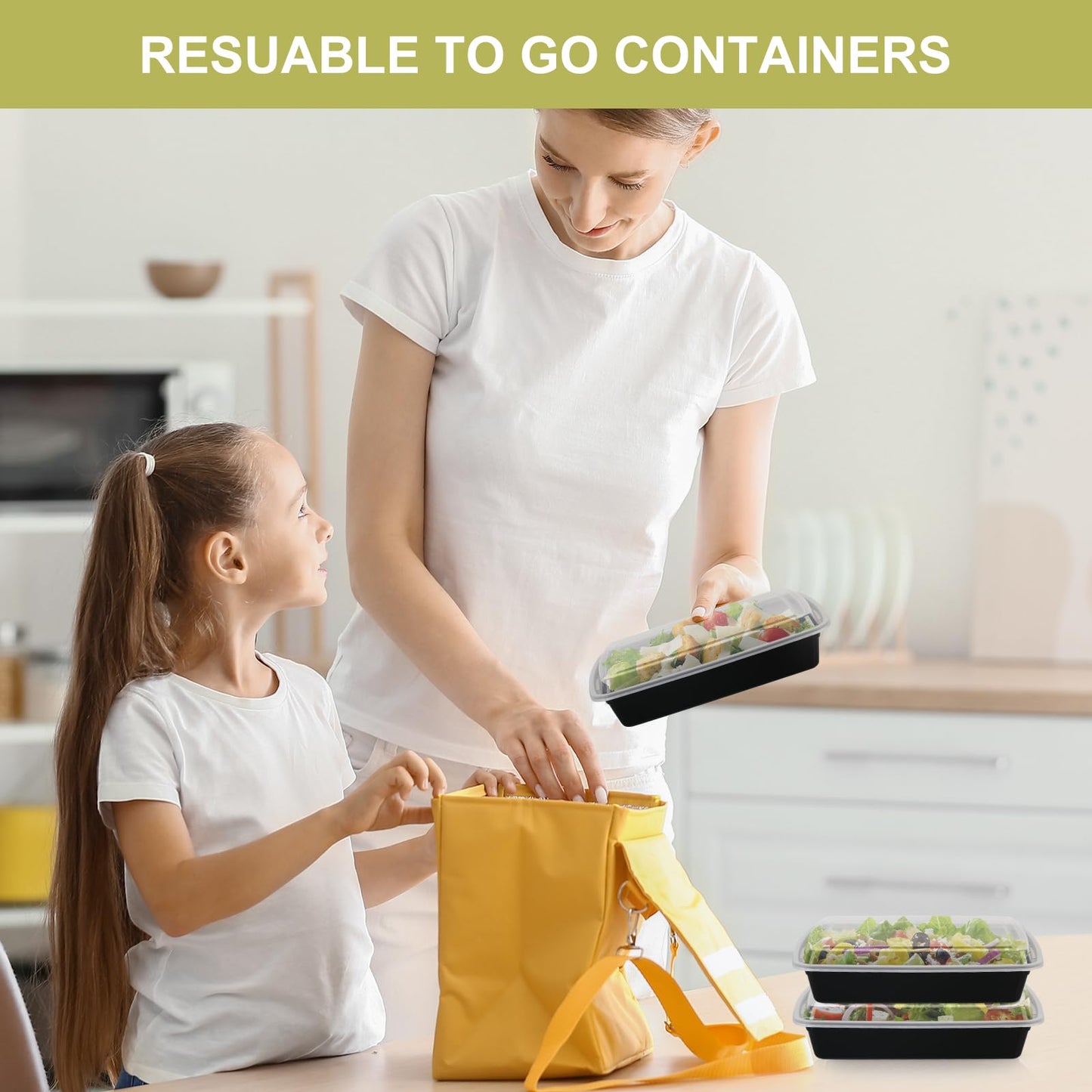 kkyvvy Meal Prep Containers 38oz 50 Pack Plastic To Go Food Containers, Disposable To Go Containers with Lids BPA Free, Microwave/Dishwasher/Freezer Safe