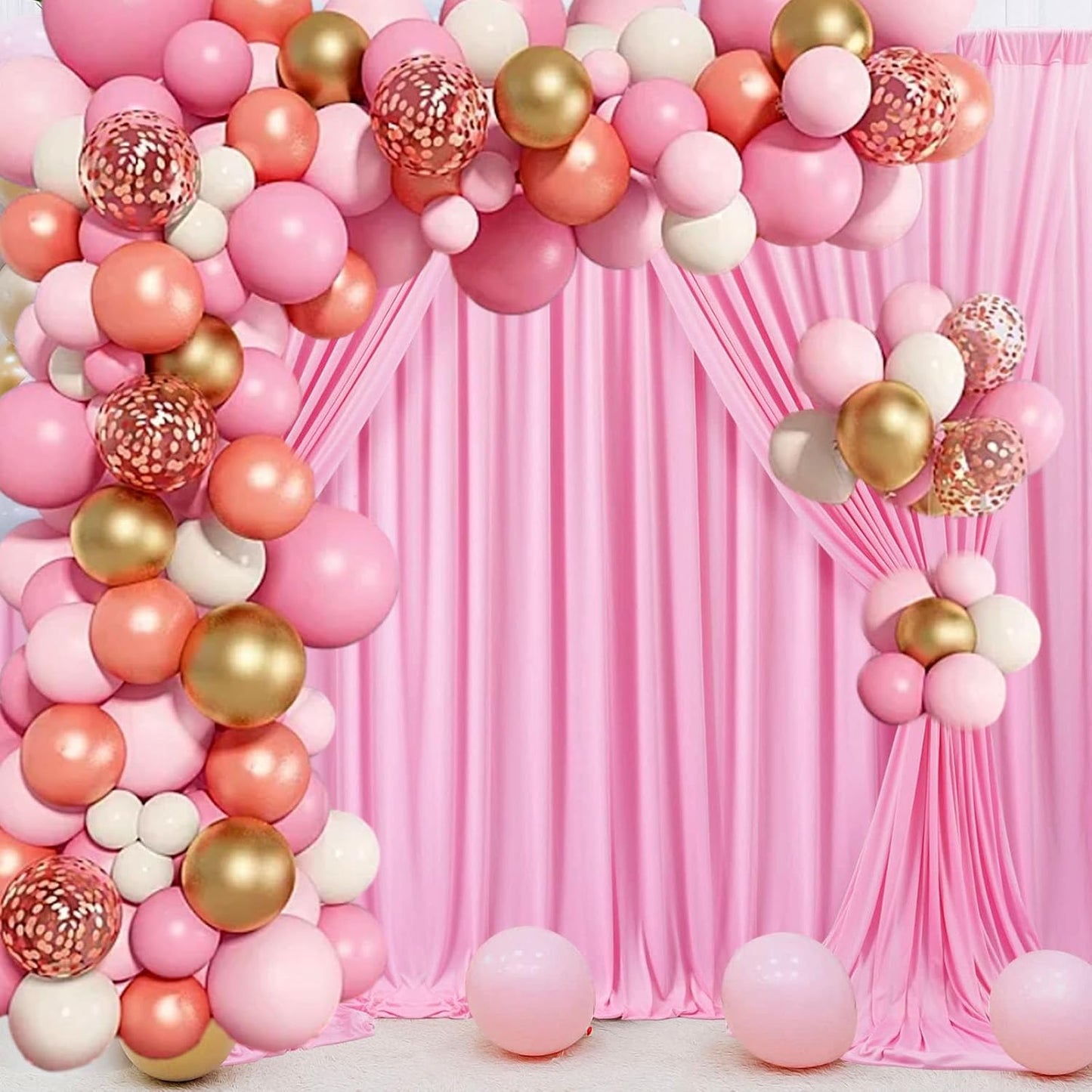 Skiennix 10 x 7 Feet Pink Backdrop Curtain - Perfect for Parties, Weddings & Photoshoots | 2 Panels