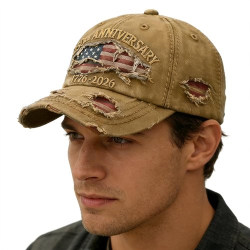 250 Anniversary USA Hat - Ripped Denim Baseball Cap for Men & Women | 250th Celebration Merchandise