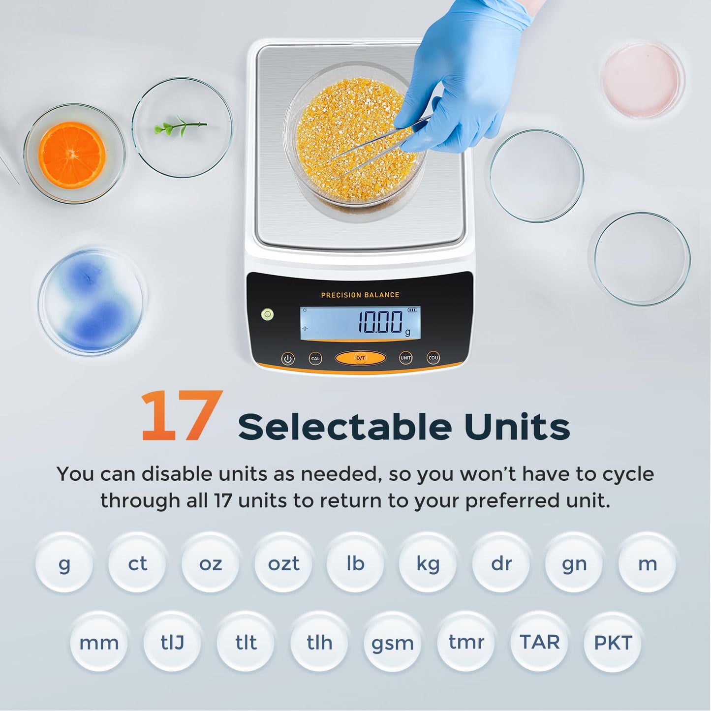 Bonvoisin Lab Scale - 5000g x 0.01g, Rechargeable Digital Scale with RS232 Interface, 0.01g Accuracy