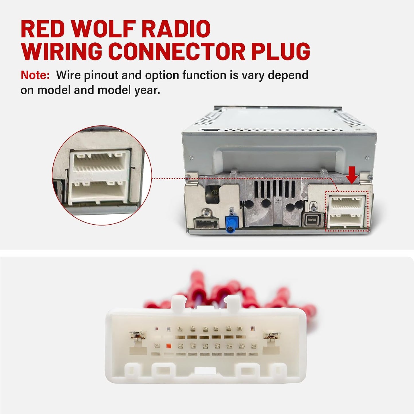 20 2007-2013 RED WOLF Pin Stereo Wiring Harness w/Connector Butt Nissan Infiniti Murano Altima Aftermarket Radio CD