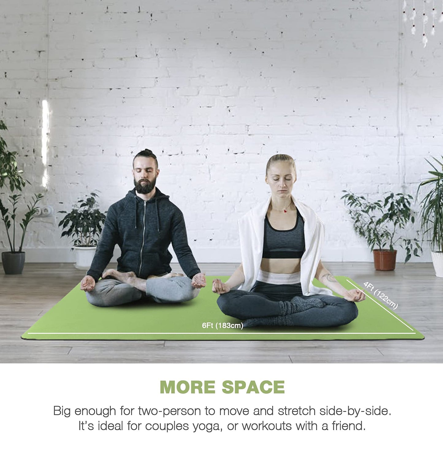 Large Yoga Mat for Men and Women - 6'x4'x6mm, Extra Wide TPE Fitness Mat for Home Gym Workout, Non-Slip, Perfect for Barefoot Exercise (Yoga, Pilates, Stretching, Meditation)