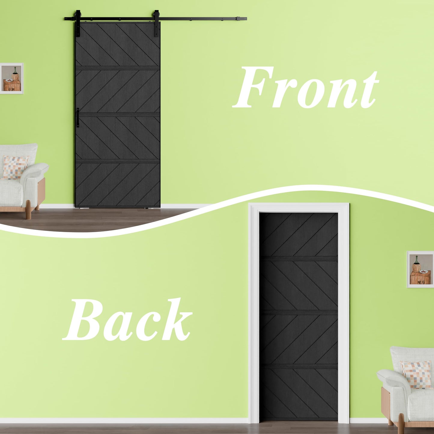 BARNER HOME 30in X 84in Sliding Barn Door, MDF, with Waterproof Surface, DIY Assemble, Pre-drilled Barn Door Slab with Installation Hardware Kit,Black