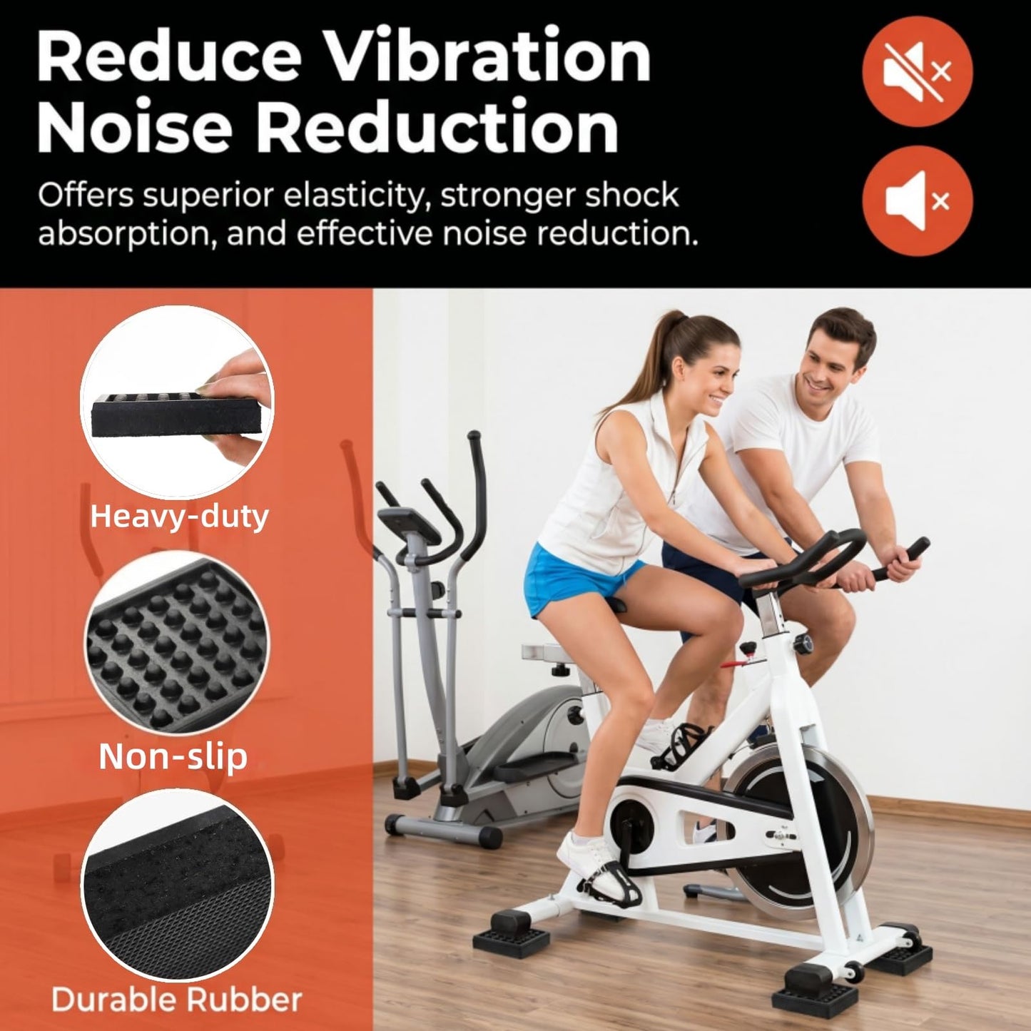 WRINGKIT 8 Pack Heavy Duty Exercise Equipment Mat, 4 x 4 x 0.8 Inch Non Slip Noise Reduction Mat for Treadmill, Treadmill Mat Pad for Rubber Hardwood Floors Carpet Protection Home Gym