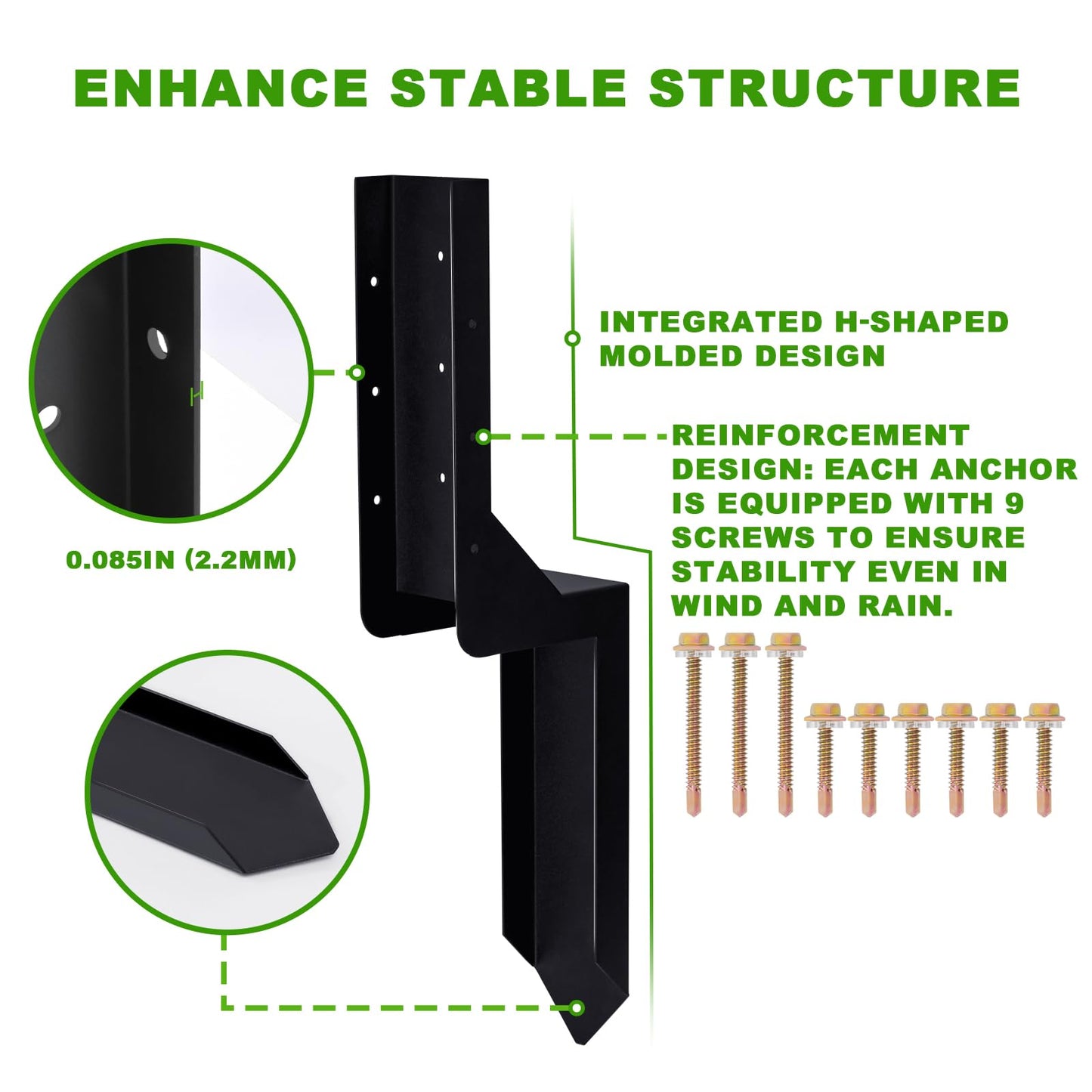 ATCWF 6-Pack 3.74" Width Fence Post Repair Kit, 24in Total Length Heavy Duty Ground Spike Anchor for Wooden Post Repairing Tilted/Broken Posts Metal Brackets