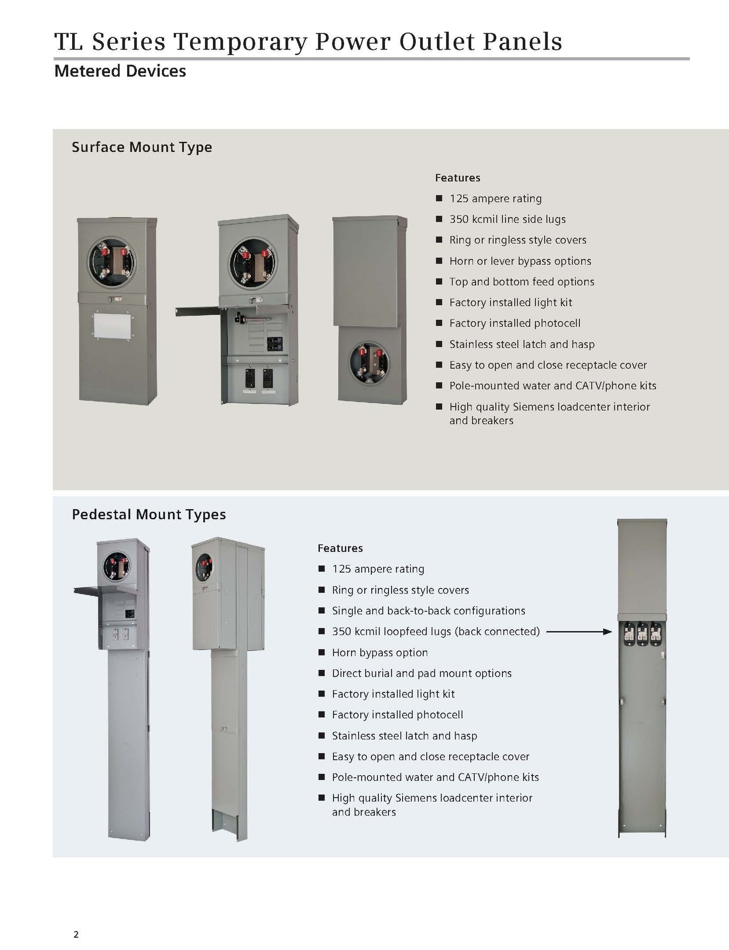 Siemens TL77NT Talon Temporary Power Outlet Panel by with Two 20a Duplex Receptacles Installed Includes a Top Fed, Ring Type, Meter Socket Provision