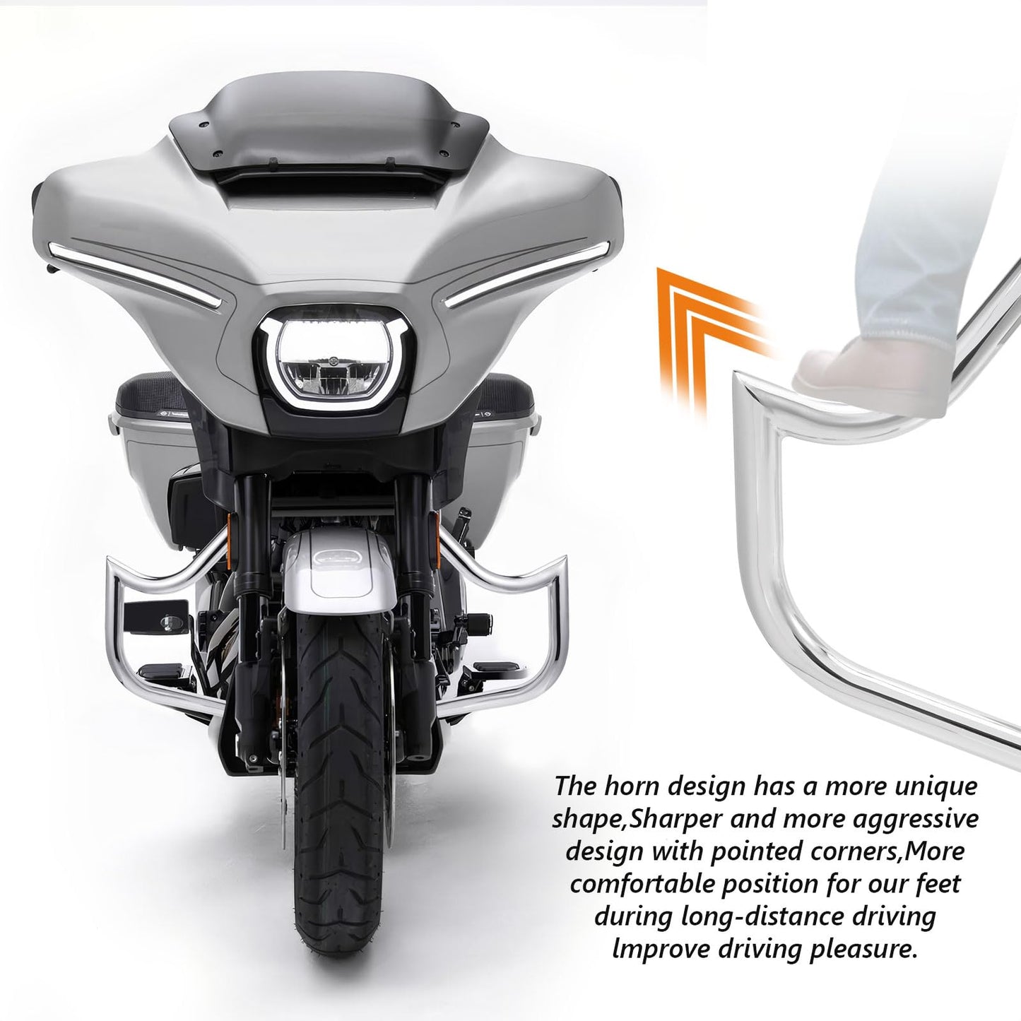 Highway Crash Bar Engine Guard for Harley Davidson Touring Road Glide Road King Street Glide Electra Glide CVO and Trike Models (Chrome)