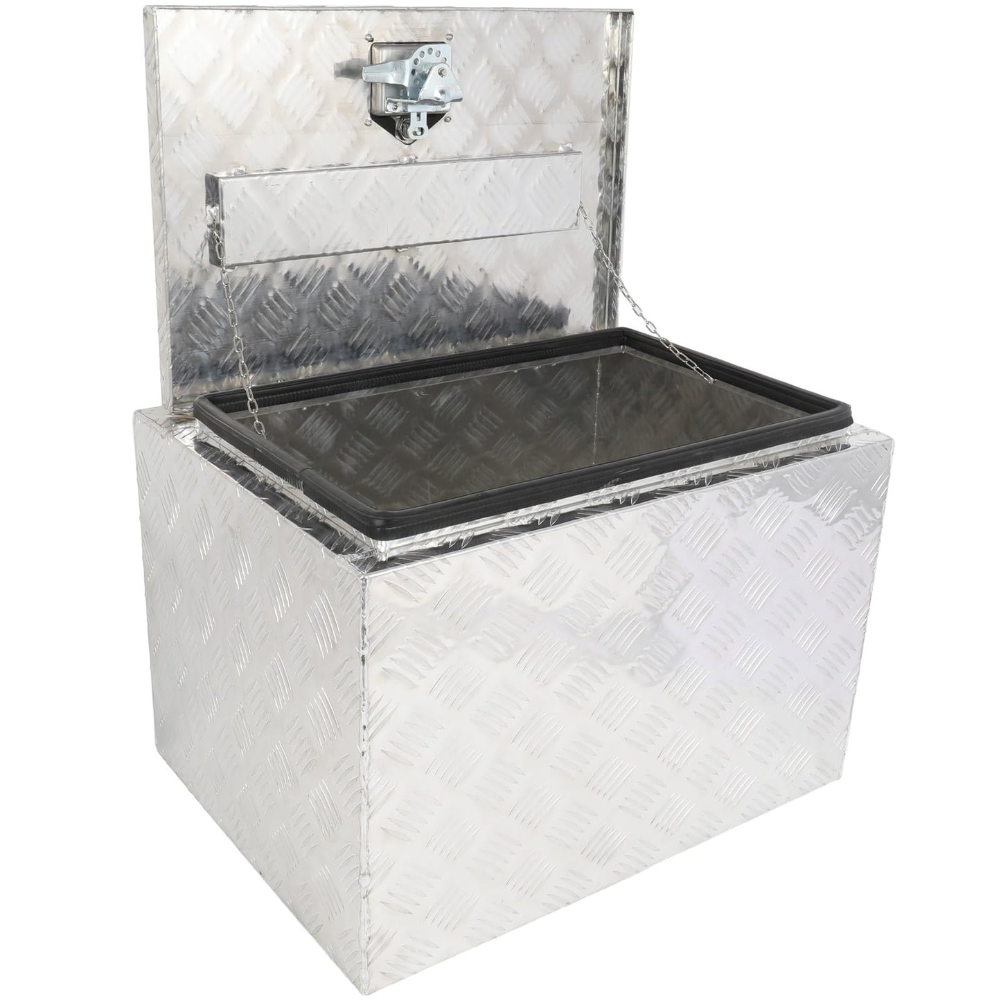 SCITOO 24 Inch Diamond Plate Truck Bed Tool Box,Aluminum Heavy Duty Crossover Storage for Most Full Size Pickups,Lockable Weatherproof Chest,Fits 24" Truck Beds,Easy Access to Load and Unload