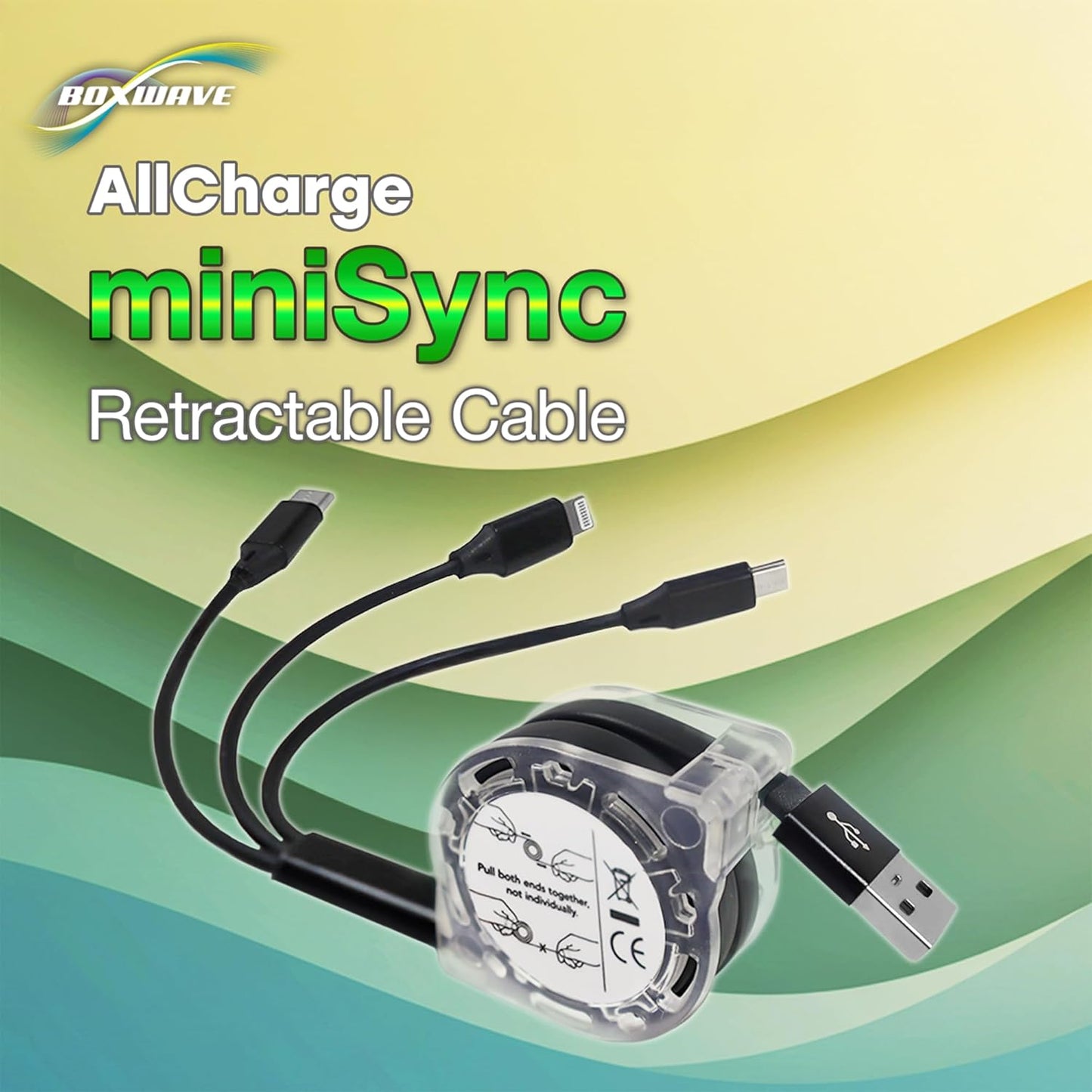 BoxWave D19 MP3 Cable Compatible with RUIZU Bluetooth Player - AllCharge miniSync, Retractable, Portable USB Cable