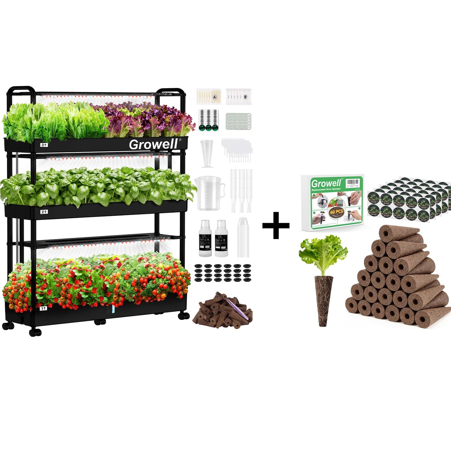90 Pods Hydroponics Growing System Kit & 120 Pcs Hydroponic Pods Kit