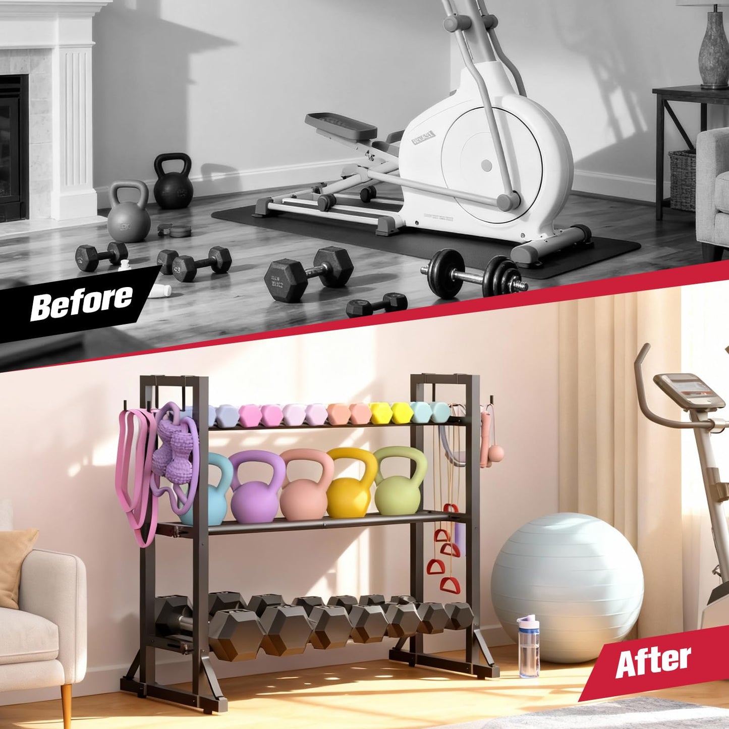 3-Tier Adjustable Dumbbell Rack Stand - Heavy-Duty Carbon Steel Weight Storage Organizer for Home Gym, Easy Assembly, 450 lb Capacity for Dumbbells & Kettlebells(dumbbell rack stand only)