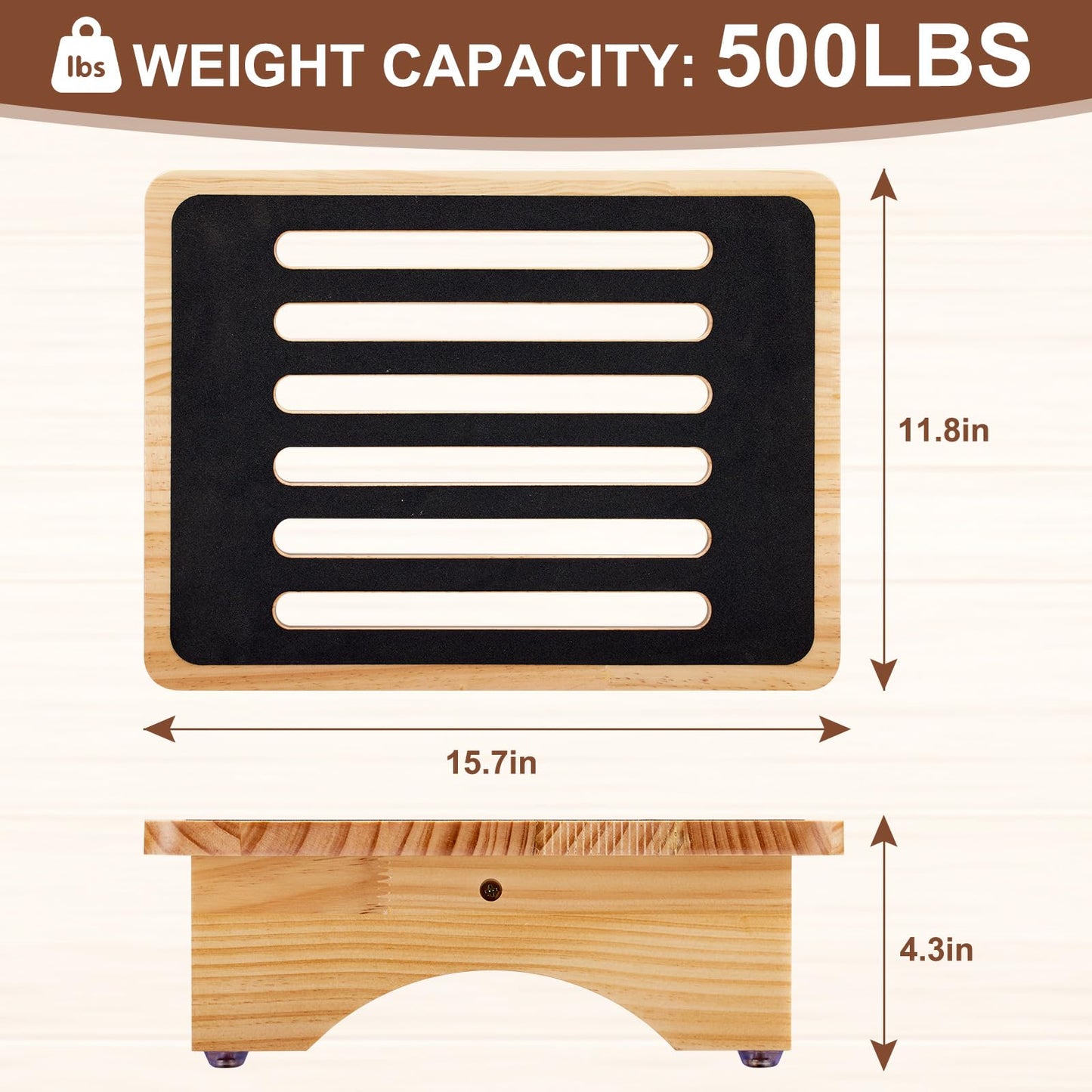 One Step Stool for Adults Seniors, Non-Slip Rubber Step Surface Heavy Duty Wooden Stepping Stool, Perfect Bed Steps for High Beds & Daily Use