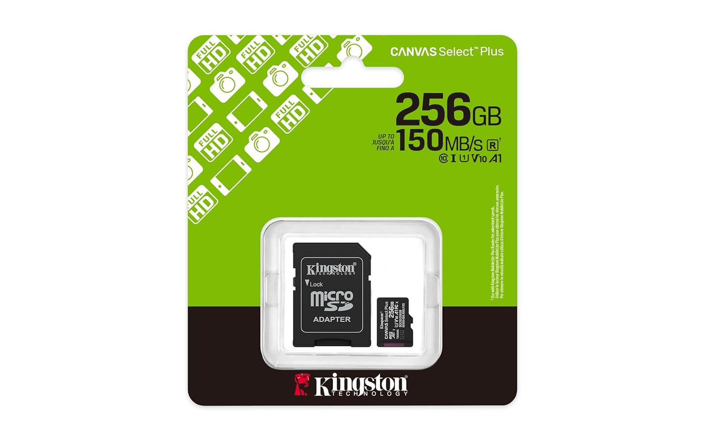 Kingston 256GB 150MB/s 10, U1, V10, A1 SDCS3/256GB Canvas Select Plus microSD Card | Up to | Class UHS-I, |