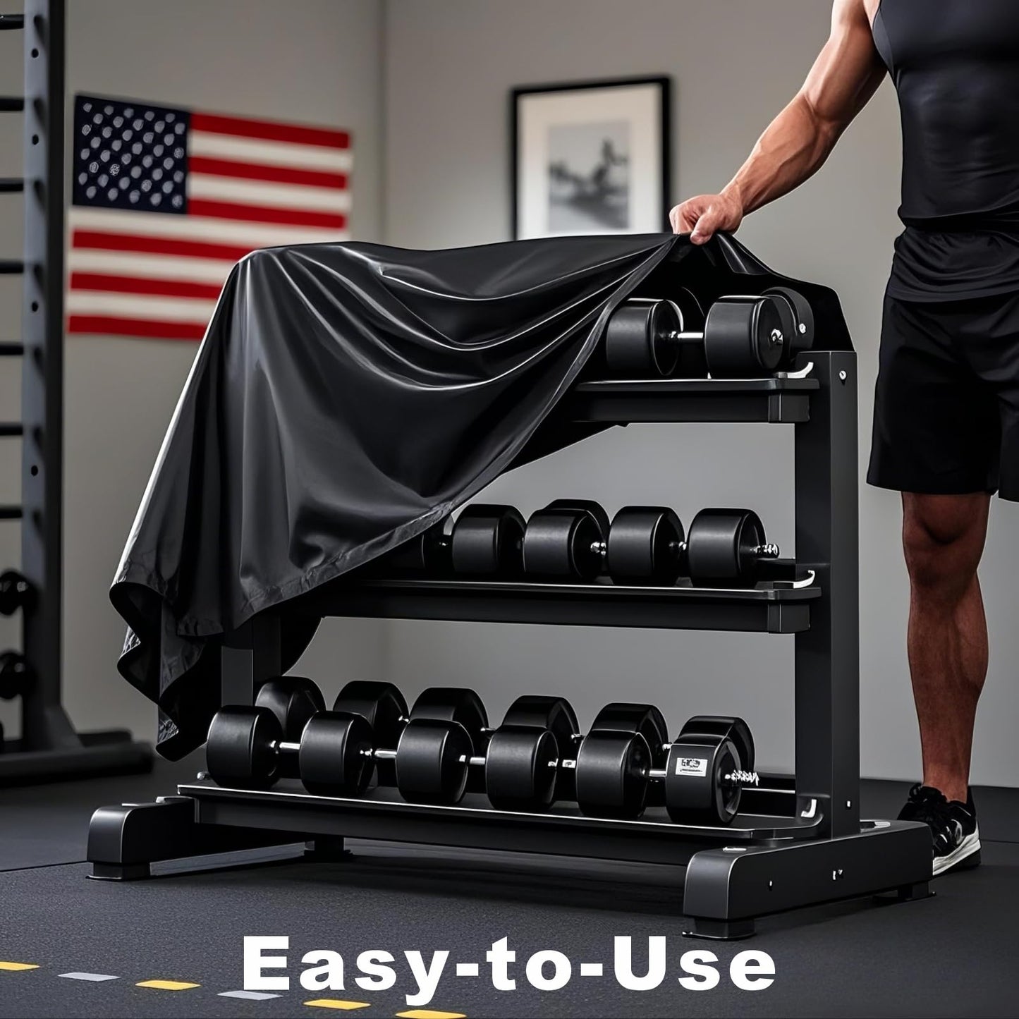 VeyoStories Dumbbell Rack Dust Cover, Outdoor Weight Rack Cover, Fits 3 Tier & Large Dumbbell Weight Rack, Waterproof &Dustproof, Protection for Your Dumbbell Weight Fitness Equipment.