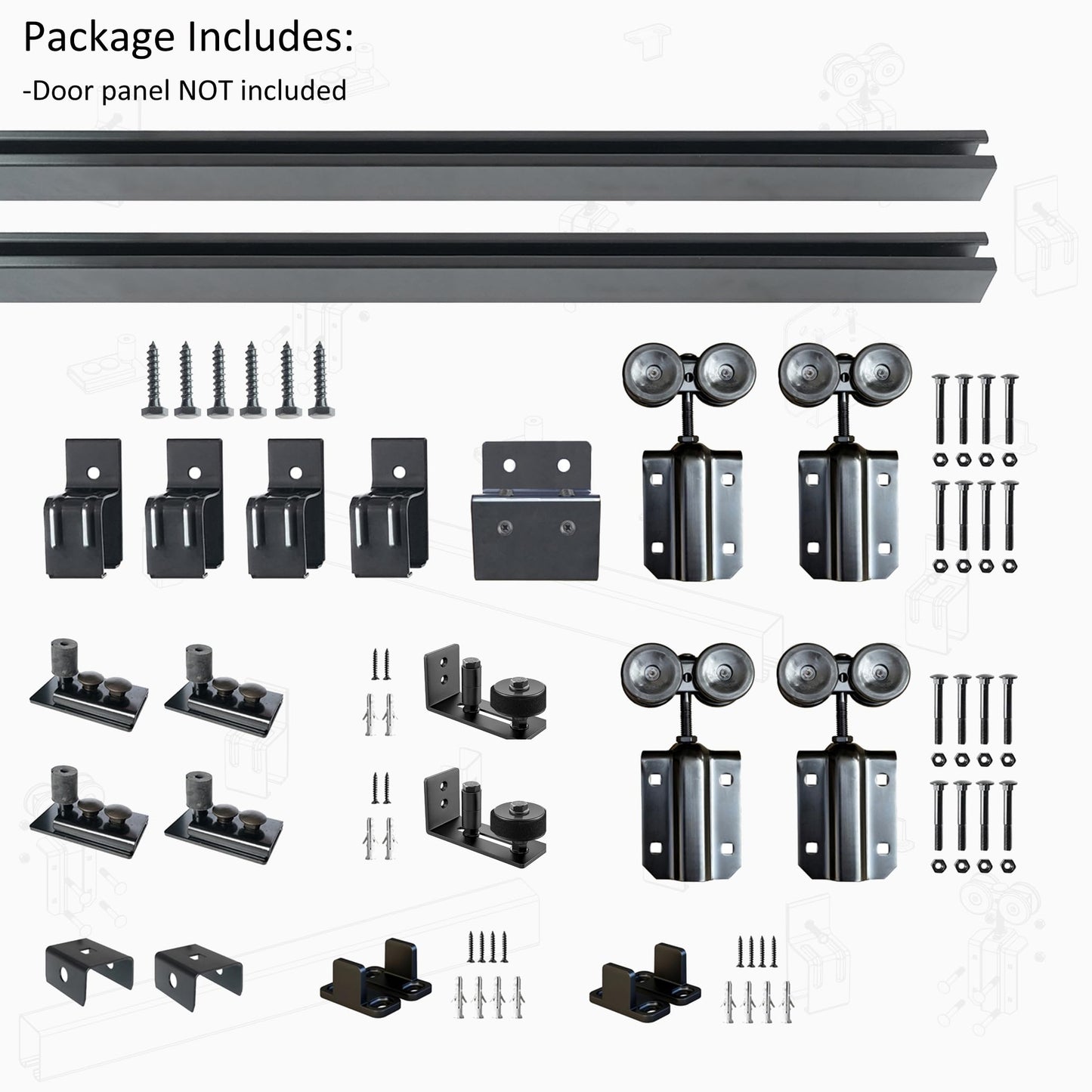DIYHD 12FT Exterior Double Sliding Barn Door Hardware, Heavy Duty Wall Mount Box Track Kit for Outdoor Use, MAX Load 300lbs, Kit to Hang 2 Doors (Fit 36" X 2 Door)