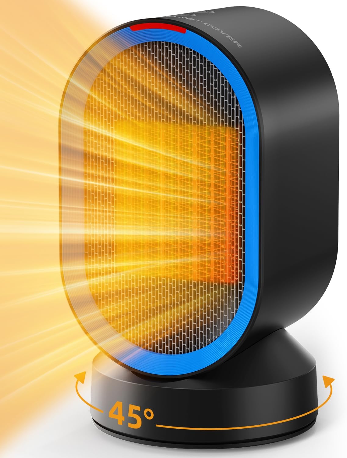 TABYIK Electric Space Heater - 45° Oscillating Portable Heater for Home & Office | Compact Black Design