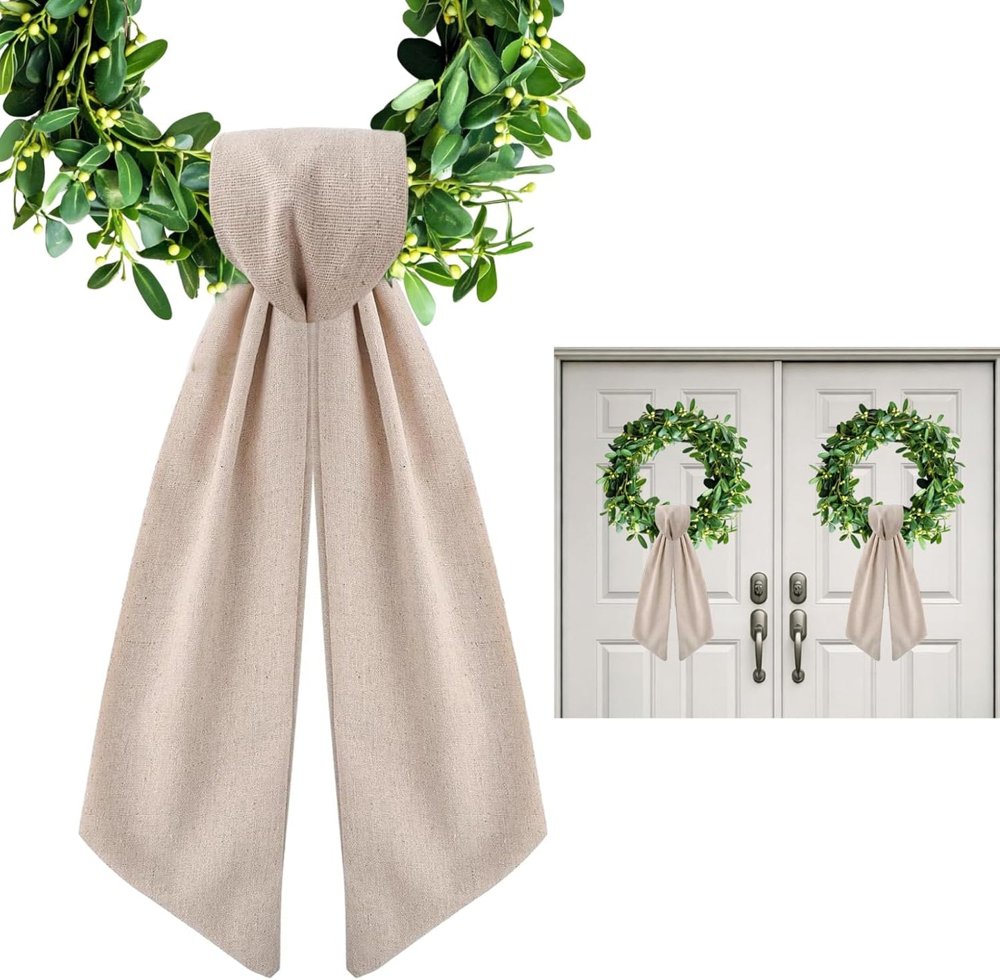 Regine Switzerland 2 Pack Burlap Wreath Sash - Blank Linen for Spring Garland & Holiday Decor
