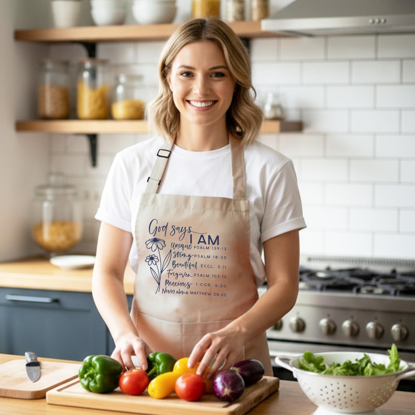 heiyihe Adjustable Cooking Aprons for Women with Pocket- God Says You Are Grilling Apron, Christian Gifts for Women, Perfect for Cooking, Gardening, Bartending, Birthday Kitchen Baking Gift-A29