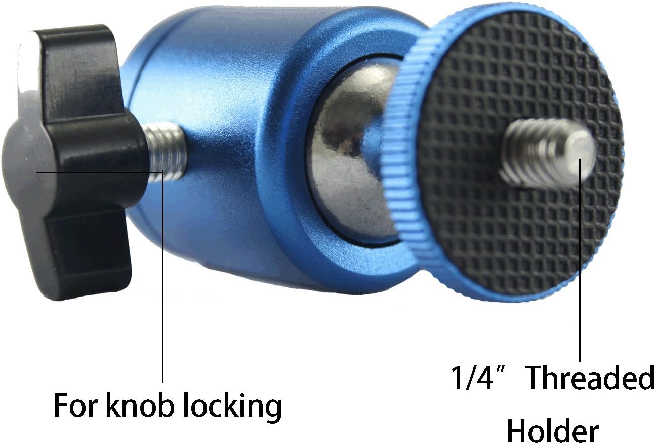 EXMAX 1/4" 360 4.4lbs Mini Ball Head Aluminum Alloy Tripod Ball Head with Screw Thread Base Mount Degree Rotatable