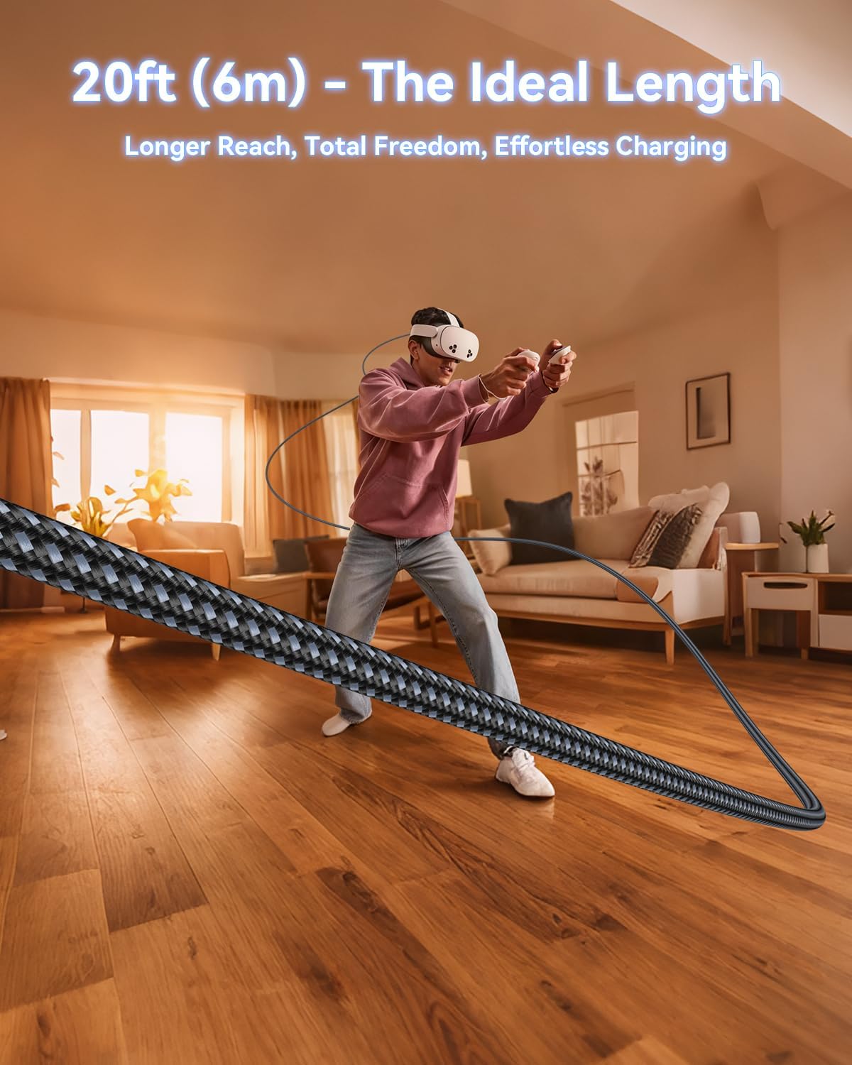 Bawanfa 20Ft, 20Gbps 240W 4K@60Hz 17, USB C to USB C Cable Data Transfer, PD Fast Charging, Video Support, Durable
