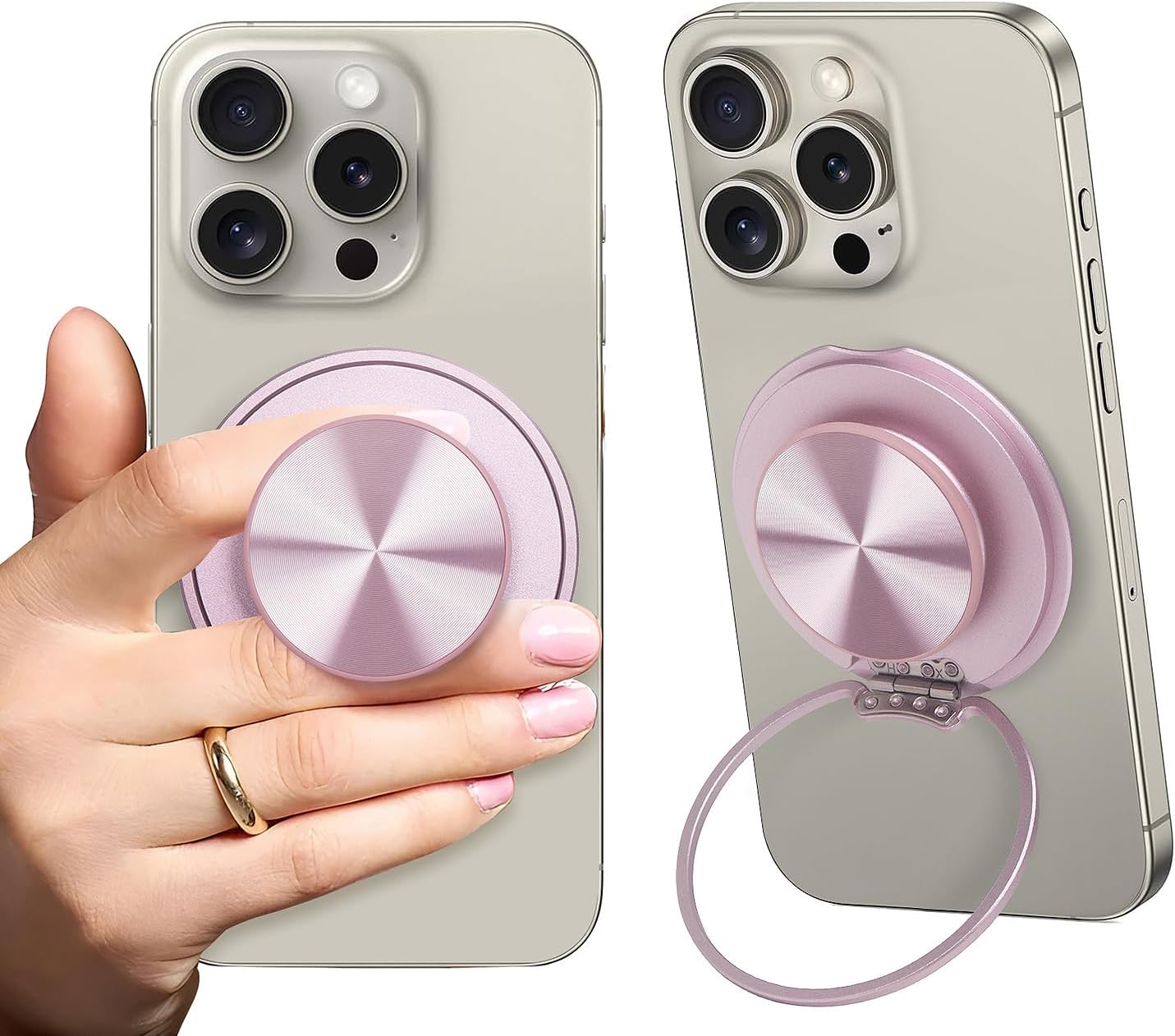Baiwryxl Cell Phone Grip for Magnetic with Kickstand, Secure Hold for iPhone Magnetic Cases, Adjustable Foldable