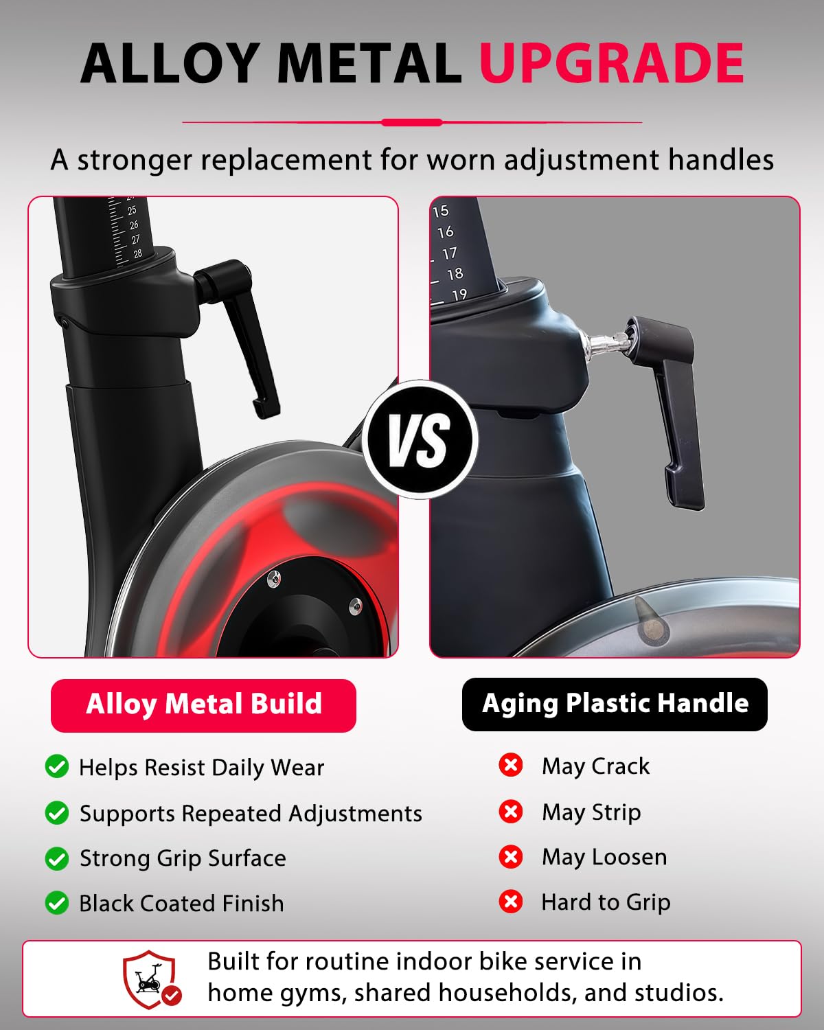 TCVG 2Pack Metal L-Handle Adjustment Lever Set Compatible with Peloton Bike and Bike+ Seat Slide and Handlebar Height Adjustment