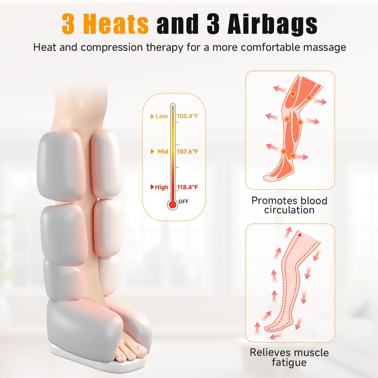 Banspol Leg Massager with Heat and Compression, Foot and Calf Massager for Circulation and Pain Relief, Compression Boots with Handheld Controller, 6 Modes 3 Intensities, Gift for Mom Dad
