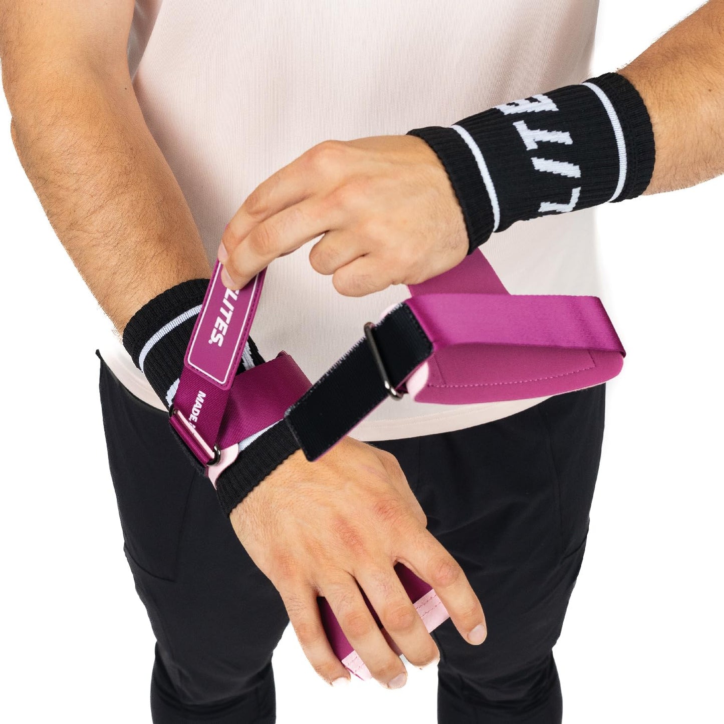 Velites - Official Crossfit® Games Quad Ultra Grips - Size L Color Pink - No Chalk and Smooth Bars - Wristbands and Carry Bag Included - Pull-ups, Muscle-ups and Toes to bar