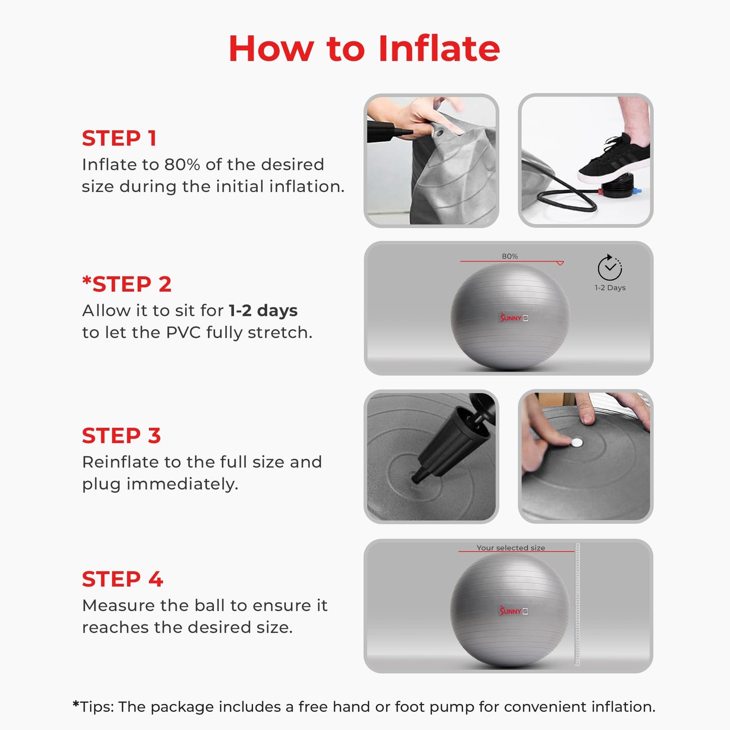 Sunny Health & Fitness Premium Yoga Ball Extra Small 45CM Anti-Burst Exercise Ball for Workouts, Pregnancy, Physical Therapy, Stability Ball Chair Fitness, Extra Thick Yoga Ball with Pump - SF-EB02-XS