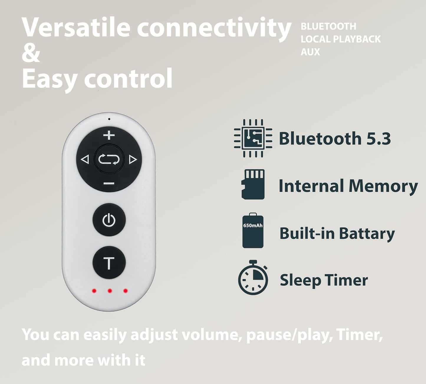 (PS600) Somnus Pro- Bluetooth Pillow Speaker, Sleep Headphones for Sleeping, AUX Support, Built-in White Noise&SD Card