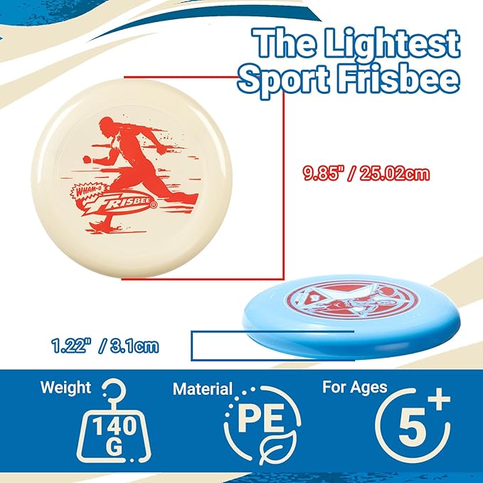 Wham-O Frisbee All Sport Flying Disc 140g, 9.85 Inch, Durable Sports Disc with Non-Slip Grip for Outdoor Beach Backyard Games,Team Sports and Family Fun