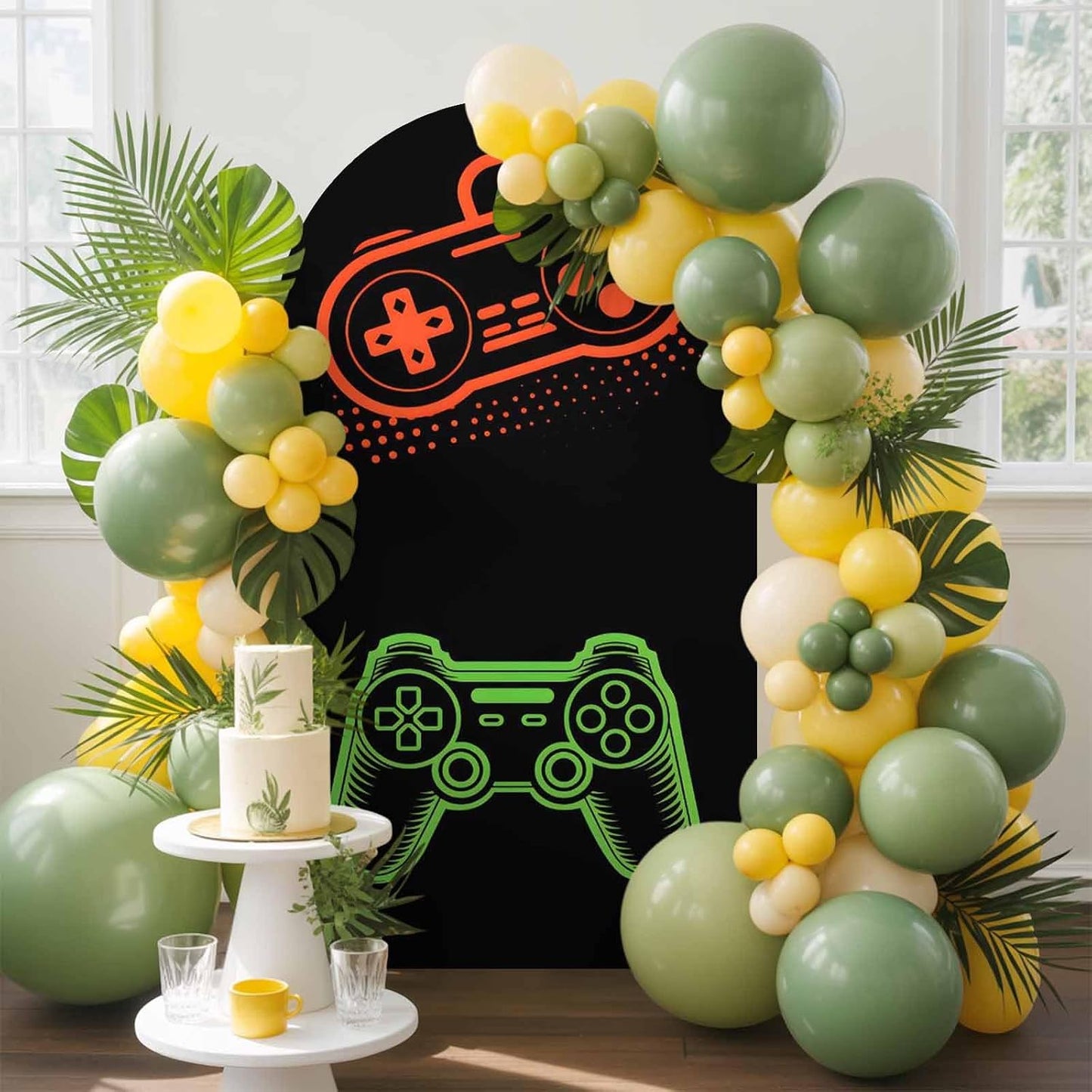 BaqwedCoSz 6 Game Theme Arch Backdrop Cover FT Game Controller Stretchy Elastic Arch Stand Covers Spandex Arched