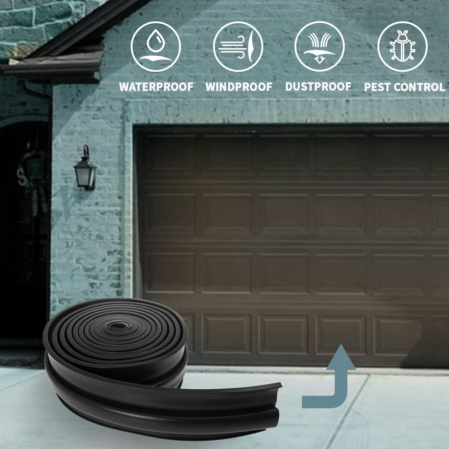 DUPDMKIN Garage Door Seal 16 Feet Garage Door Bottom Seal 5/16 Inch Universal U+O Ring Door Threshold Seal with T-Ends (5/16 Inch, 16FT)