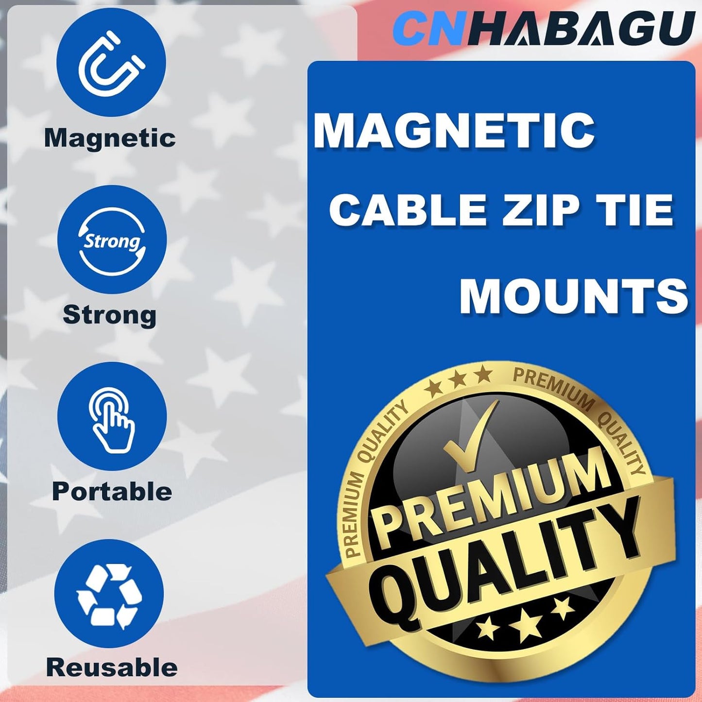 1-Second (6 Magnet Zip Tie Mount Magnetic Zip Ties Mount Holder Strong Magnetic Snap Installation Heavy-Duty Waterproof
