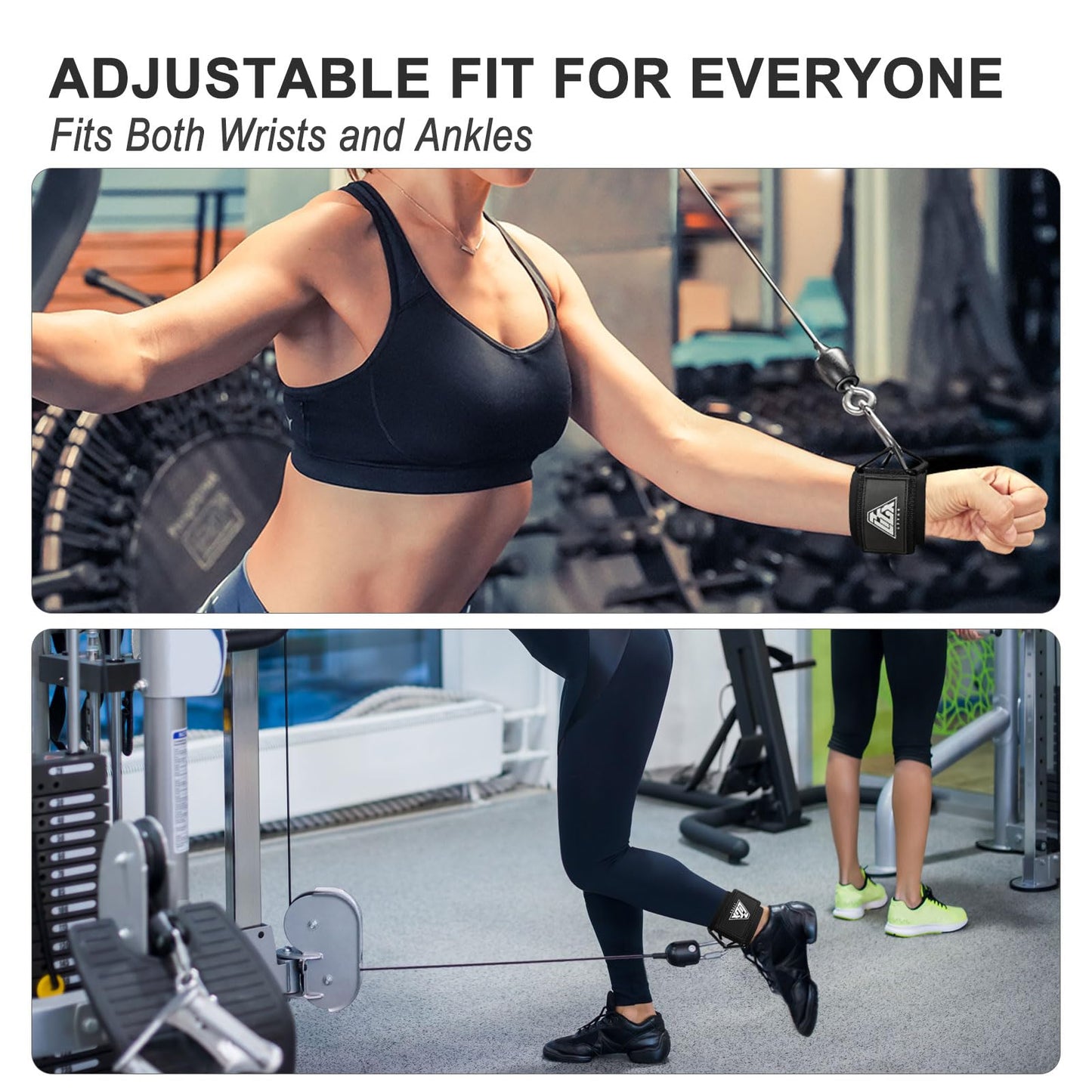 LTTGX Wrist Cuffs for Cables Gym, Adjustable Wrist Straps for Cable Machines Lifting Neoprene Padded
