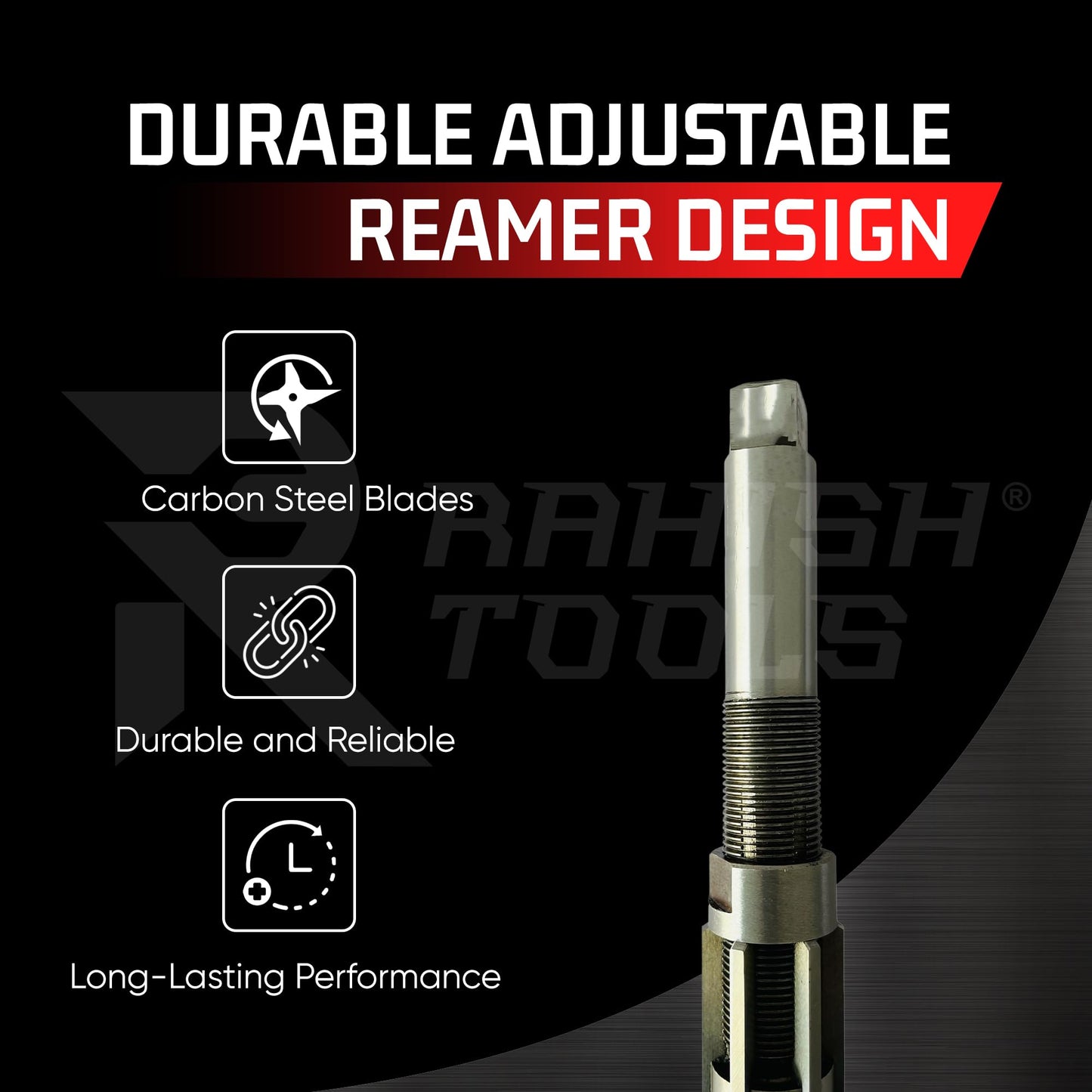 Rahish Tools Adjustable Hand Reamer Tool H12 To H16 Sizes - 1-1/16" to 2-7/32" Reaming Tool for Precise Hole Finishing with Carbon Steel Blades - Hand Tools Reamers for Metal & Wood - 26.98mm-56.35 mm