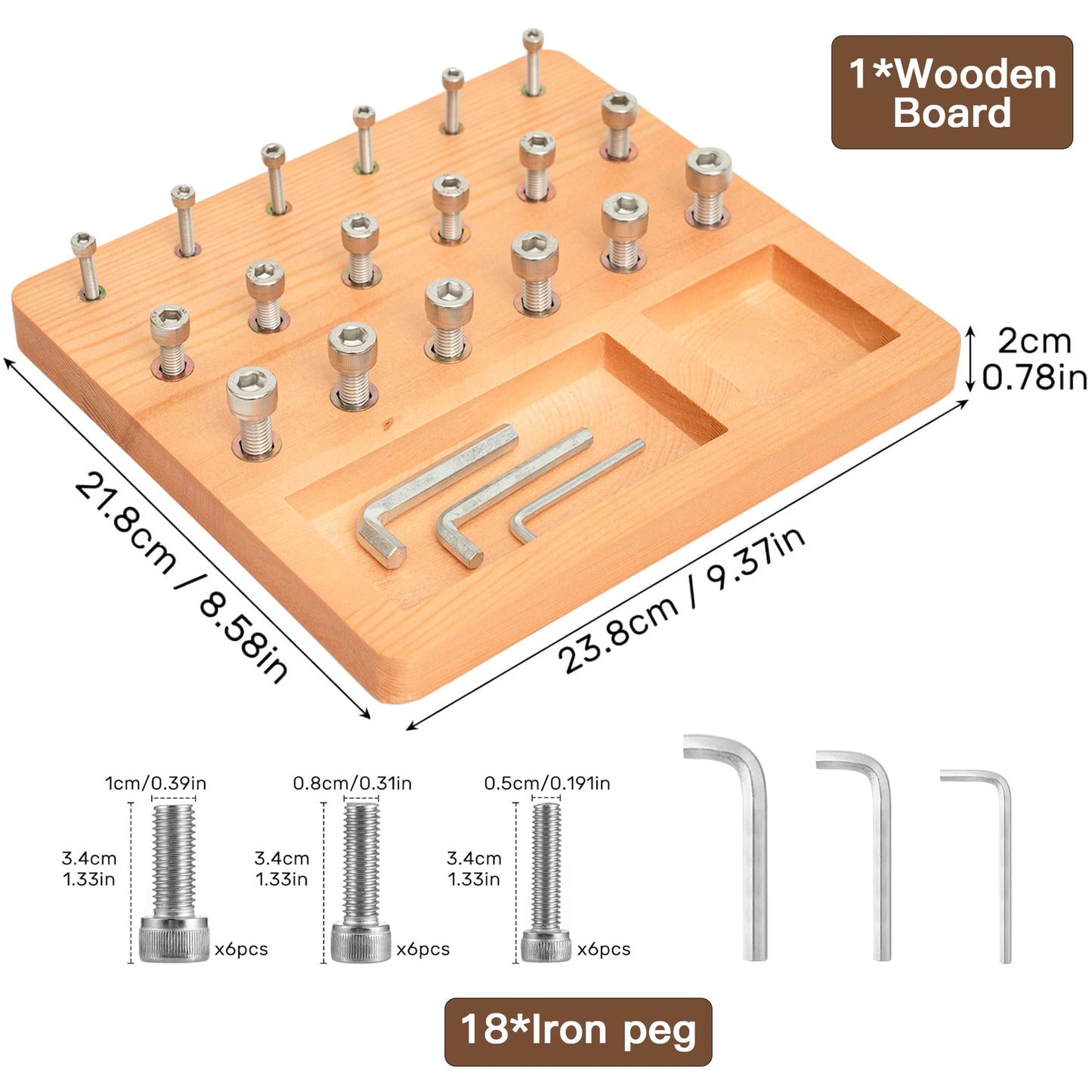 DICYWUDI Wooden Pegboard for Finger Dexterity, Finger Strength Trainer for Hand Grip Strengthener Targeted Strength, Relief & Recovery– for Men, Women, and Seniors