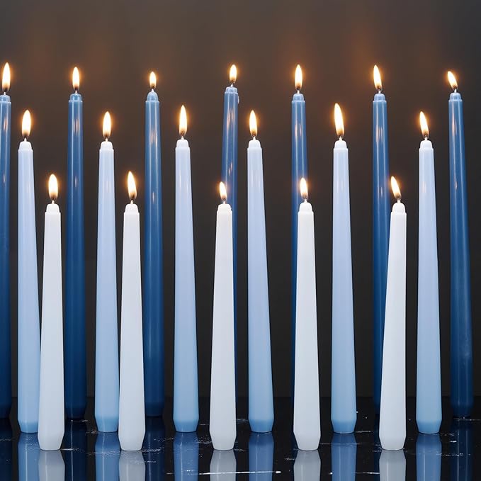 MTLEE Taper Candles 8/10/12 Multi Height Unscented Taper Candles 8 Burn Hours for Dinner Decorative Home Decoration Wedding Party Candlesticks (Gradient Blue,36)