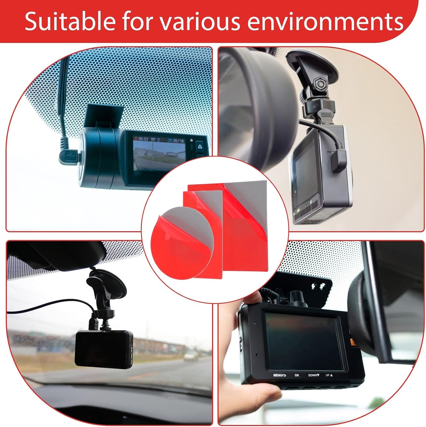 cobee 6 Holders(6 Pcs Double-Sided Adhesive Pads for Dash Cam Mount, Windshield Dash Cam Mounting Tape, Holder Mount