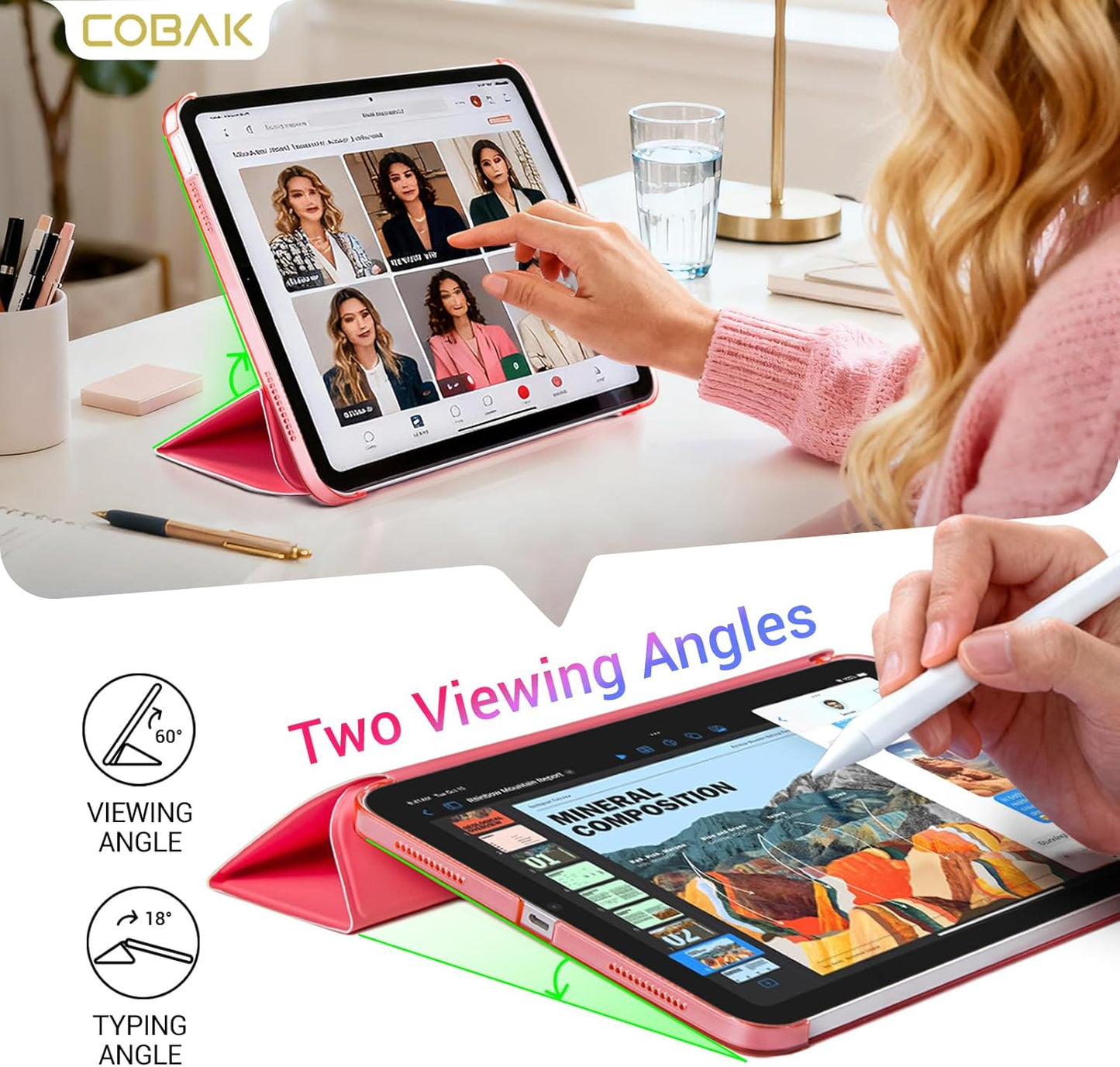 CoBak (A16) 11th 11 Inch 2025, 10th 10.9 inch 2022, Case for iPad Generation iPad Generation Slim Stand Protective