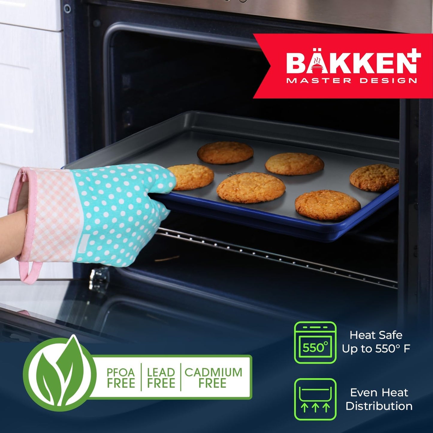 Premium Non-Stick Ceramic Baking Sheet Pan - Aluminized Steel, PFOA & PFAS Free - Non-Toxic, Ideal for Baking & Roasting - Medium Size (15.5" x 10") | Blue