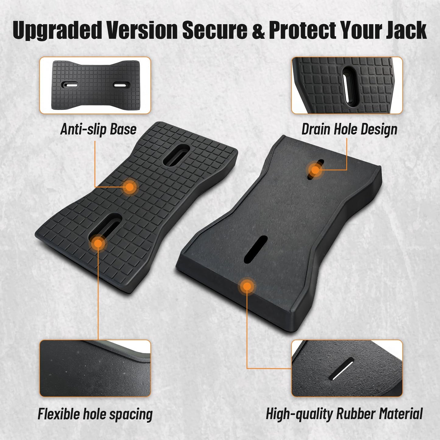 HOXWELL RV Stabilizer Jack Pads 4 Pack, Heavy Duty Solid Rubber Scissor Jack Leveling Blocks, RV Jack Foot Protection Pads for Trailer, Camper & 5th Wheels, Non-Slip Sturdy Support, Black