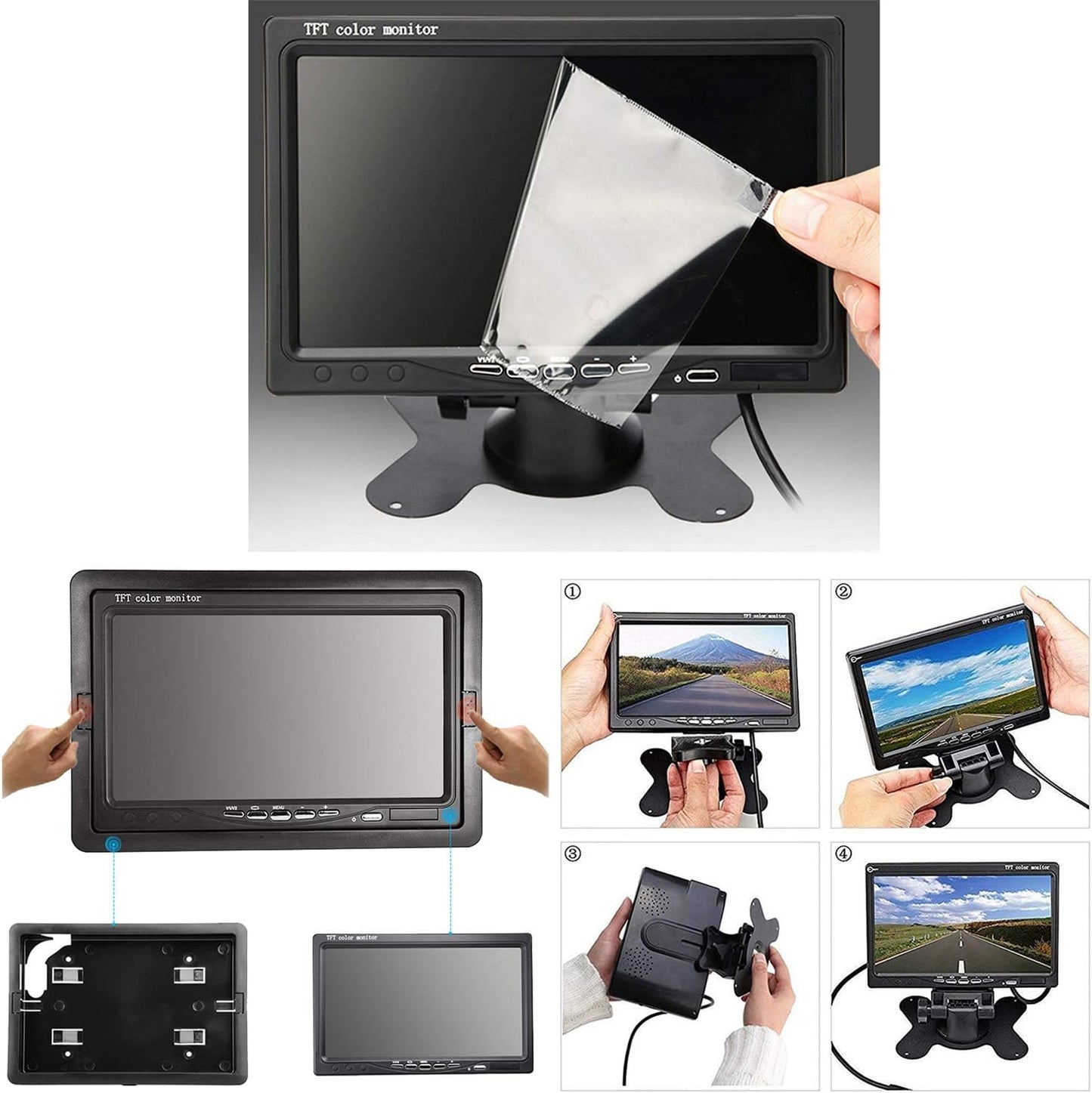 Yasoca 7 Inch LED Backlight TFT LCD Monitor for Car Rearview Cameras, Car DVD, Serveillance Camera, STB, Satellite